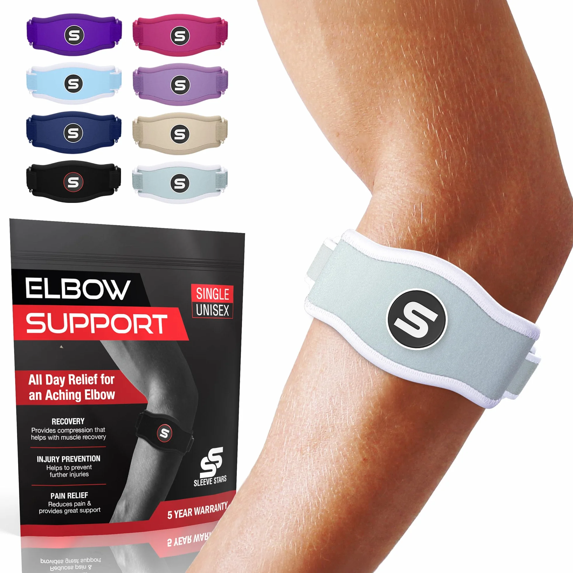 Sleeve Stars Pasek tenisowy na łokieć i łokieć golfisty, Ochraniacz na zapalenie nadkłykcia, 3 paski