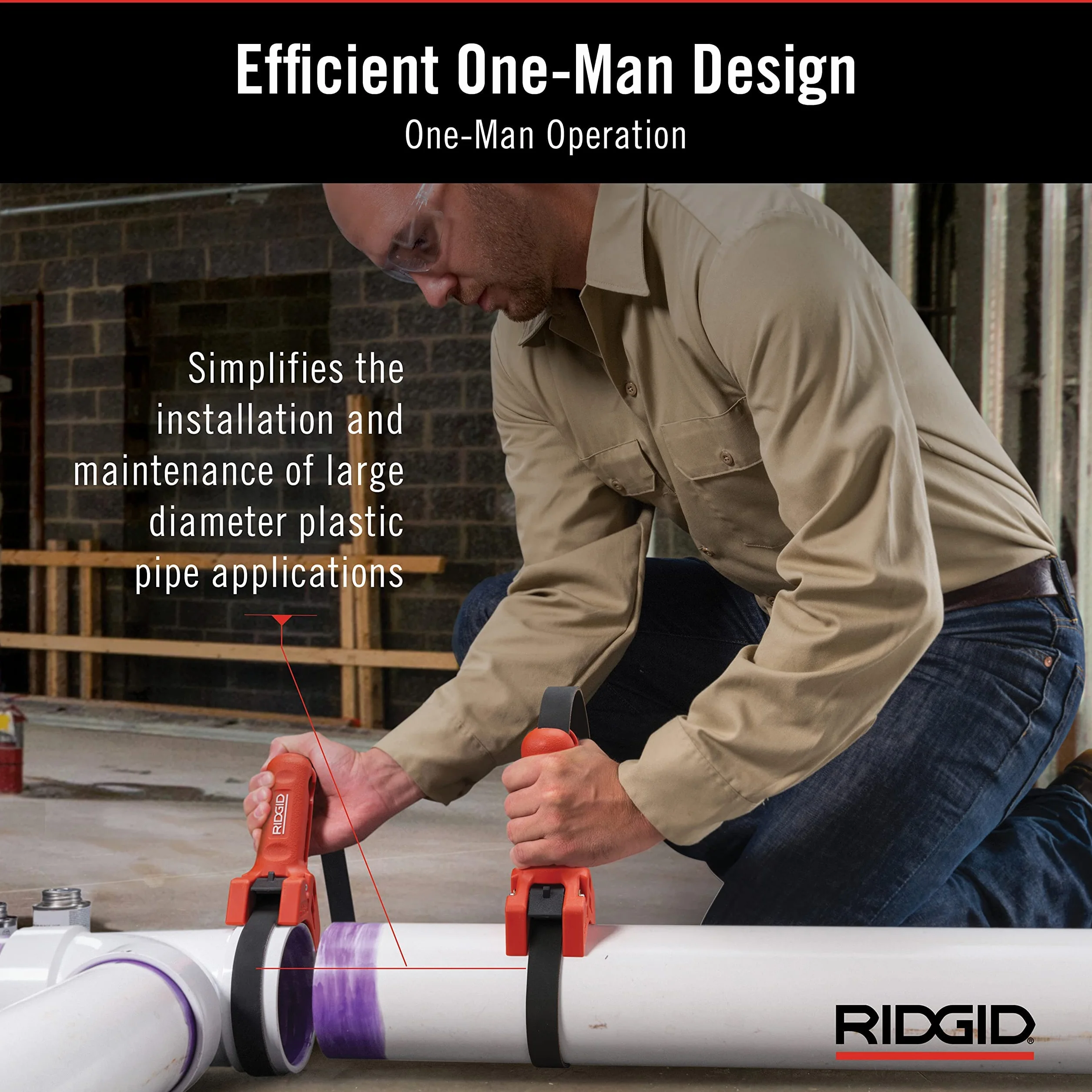 RIDGID 42478 Straplock Klucz taśmowy z uchwytem do rur 18 cm, czerwony.