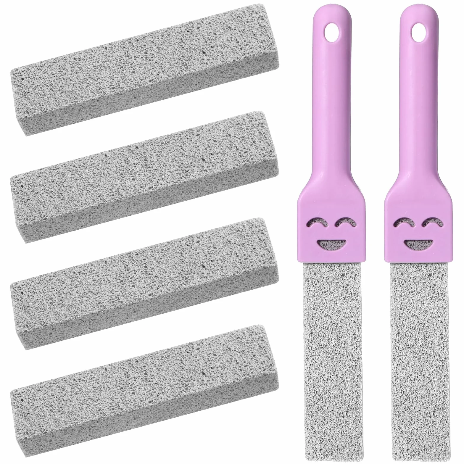 Pumice Stone środek do czyszczenia toalety, z 2 różowymi uchwytami, do toalety, piekarników, basenów, grilla i wanny, 4 sztuki