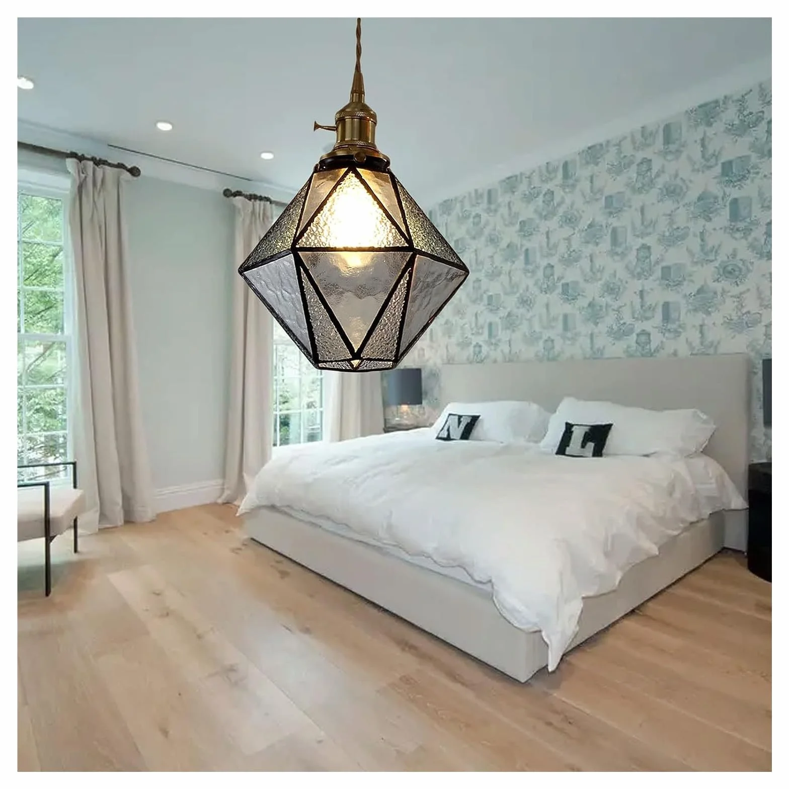 Żyrandol lampa wisząca - luksusowy antyczny mosiądz i szklana lampa sufitowa na wyspę kuchenną, vintage loft wystrój domu E27