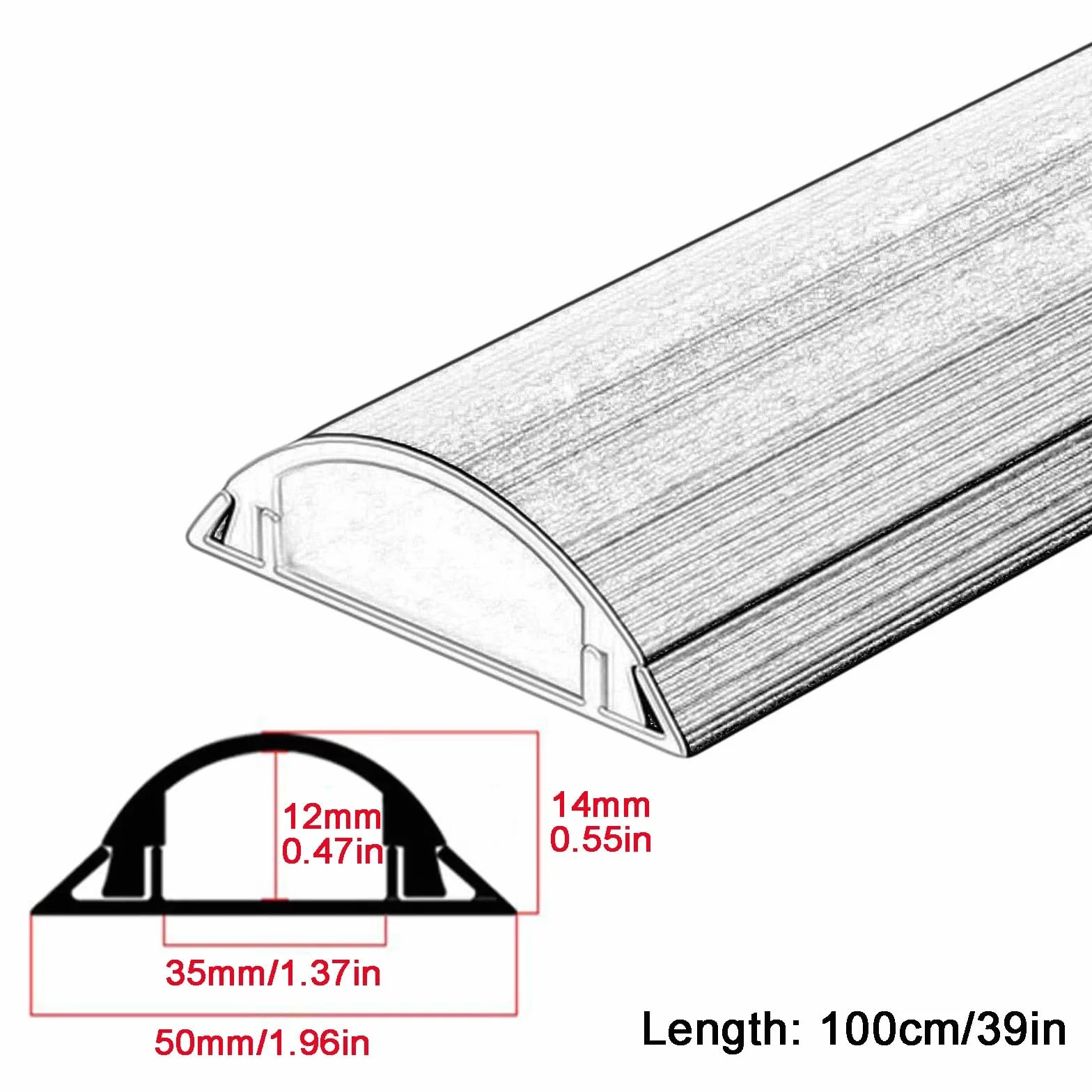 Metalowa Osłona Kabli 100cm Długie Mocne Samoprzylepne Osłony Kabli Podłogowych do Biur Domów Magazynów Dziedzińców(Yellow,50 * 14mm/1.96 * 0.55in)