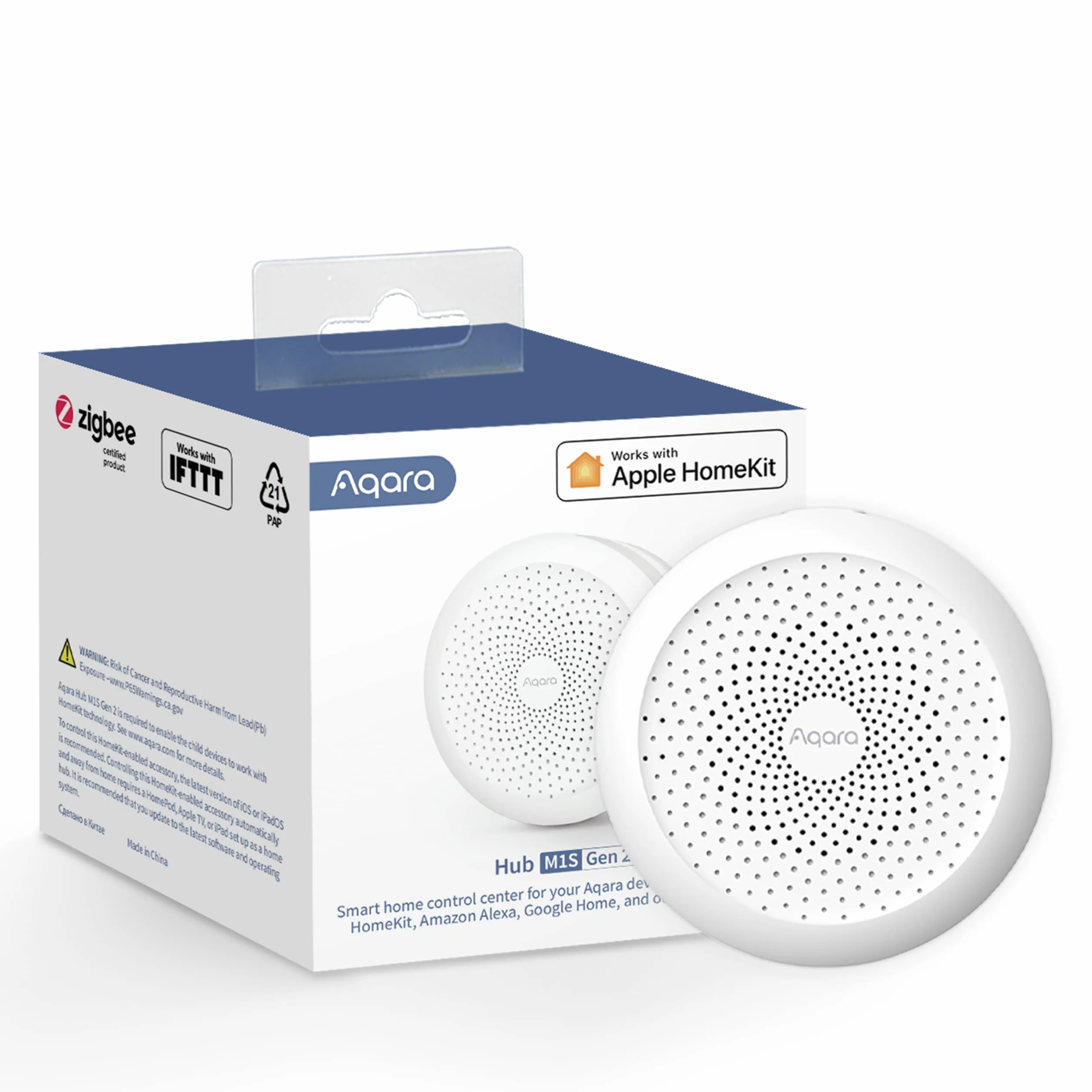 Aqara Hub M1S Gen 2, Bezprzewodowy Mostek Inteligentnego Domu do Systemu Alarmowego (Wymagane Wi-Fi 2,4 Ghz), Automatyzacja domu, Obsługa Alexa, Asystenta Google, HomeKit i IFTTT