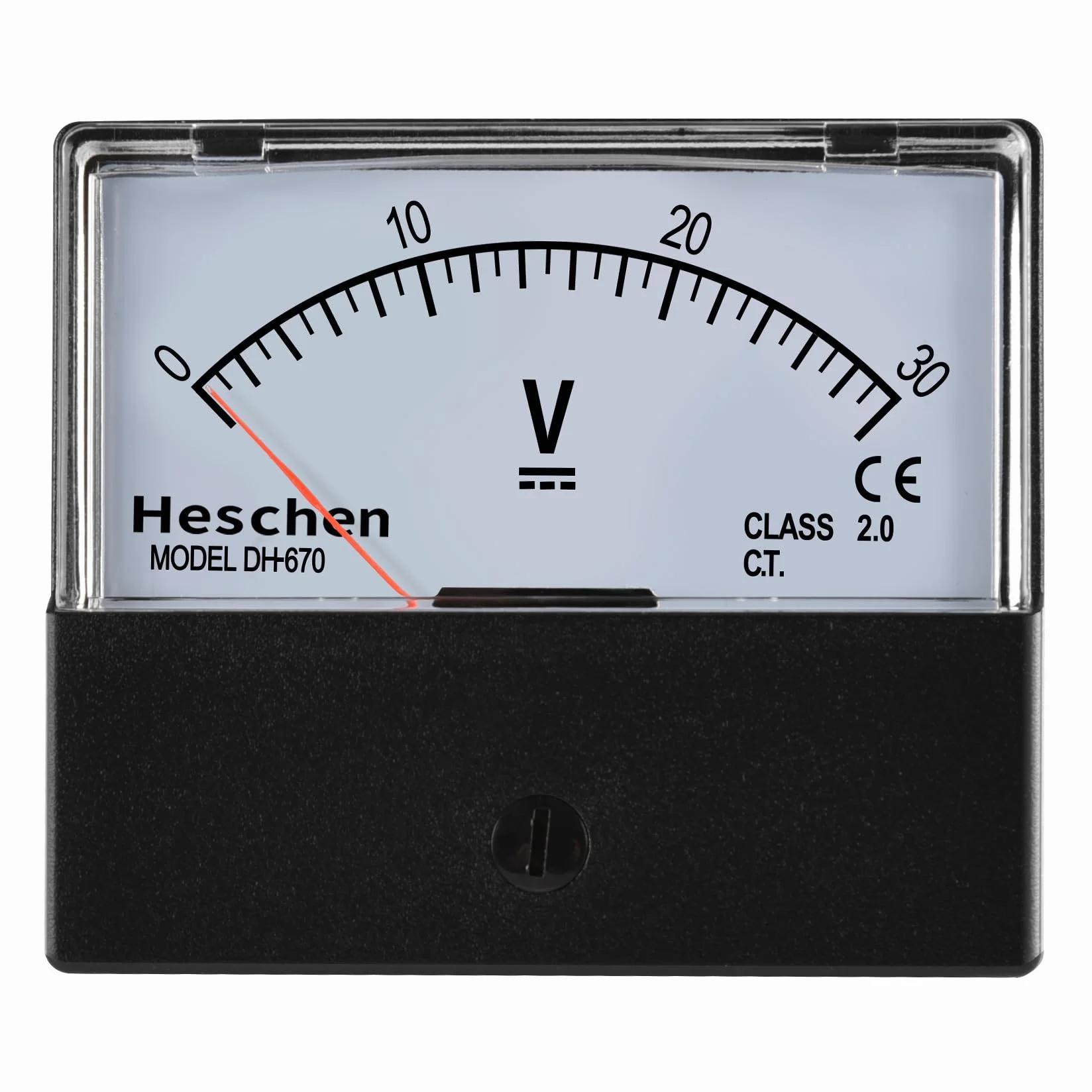 Heschen Woltomierz prostokątny, panel analogowy, miernik napięcia, 670, styl DC 0-30 V, klasa 2.0