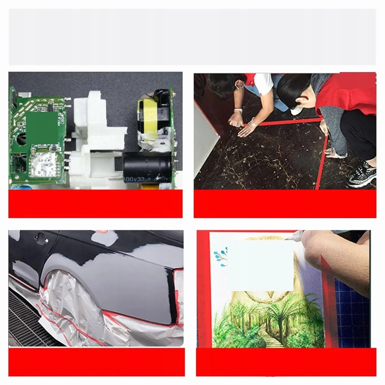 RedLine Pro – taśma malarska | 15 mm x 50 m | czerwony papier krepowy | klej akrylowy | łatwy do usunięcia | taśma ochronna i malarska zapewnia precyzyjne krawędzie