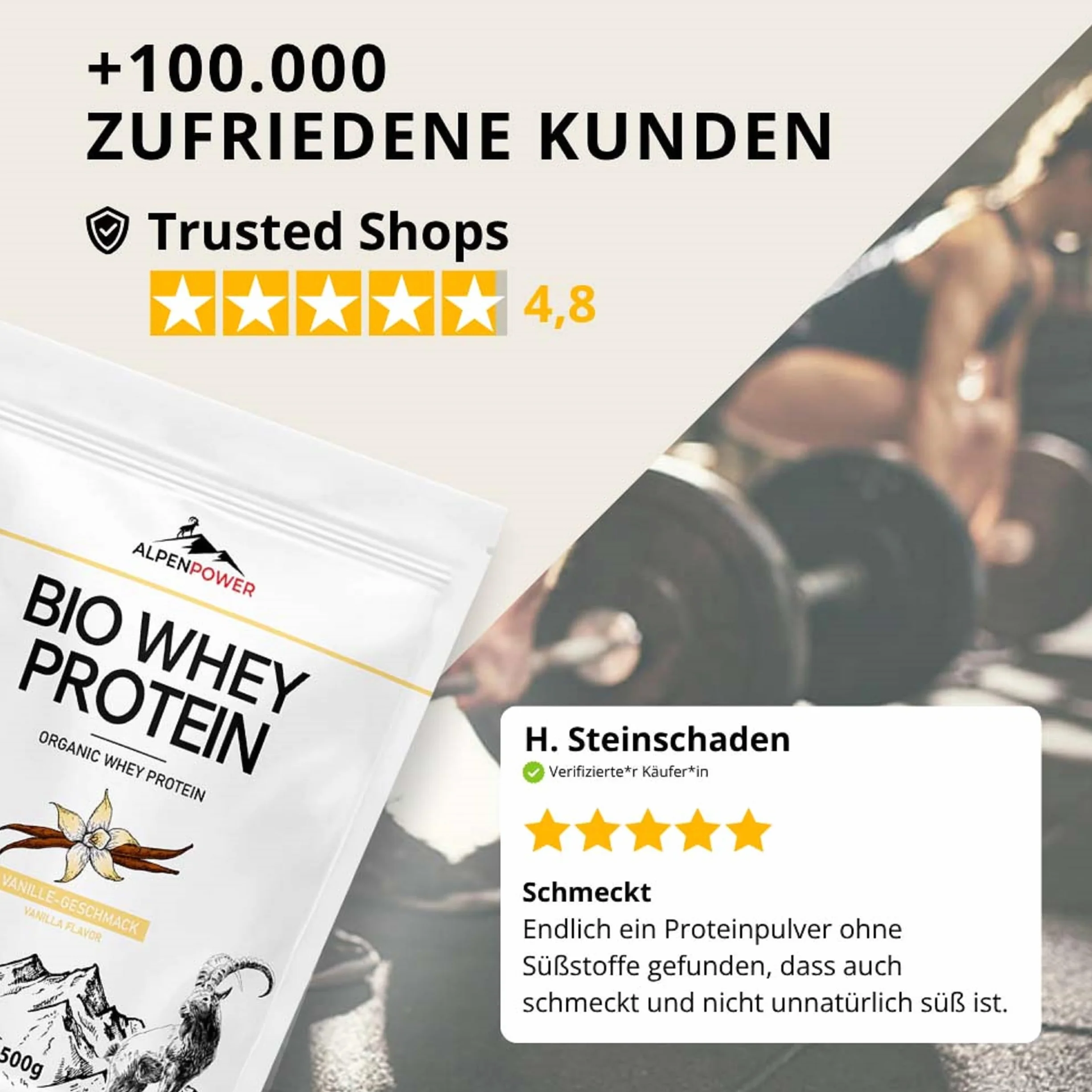 AlpenPower Bio WHEY Protein Vanilla 1 kg – 100% naturalne białko CFM w proszku