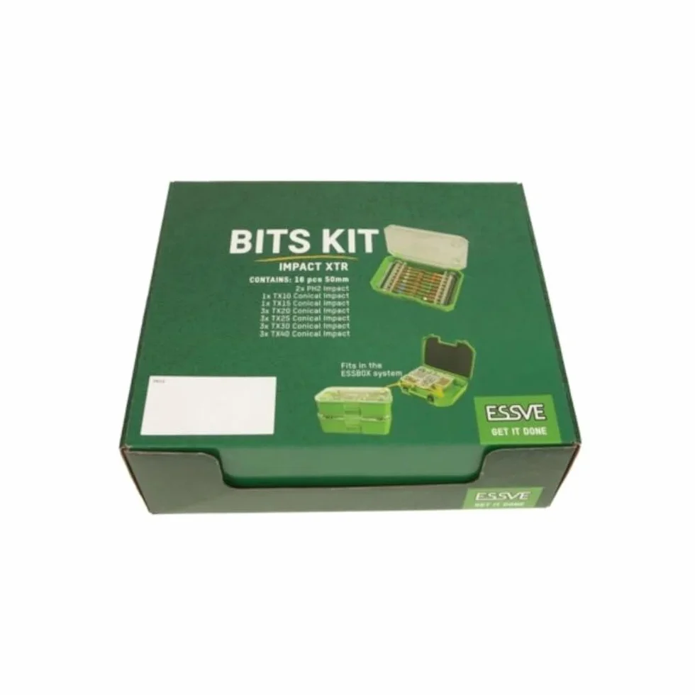 ESSVE XTR 10000285 zestaw bitów 32-częściowy, 25 mm, wysokiej jakości bity ze stali S2, precyzyjne bity do wkręcania, mocowanie magnetyczne, profesjonalny zestaw bitów do drewna, metalu i montażu