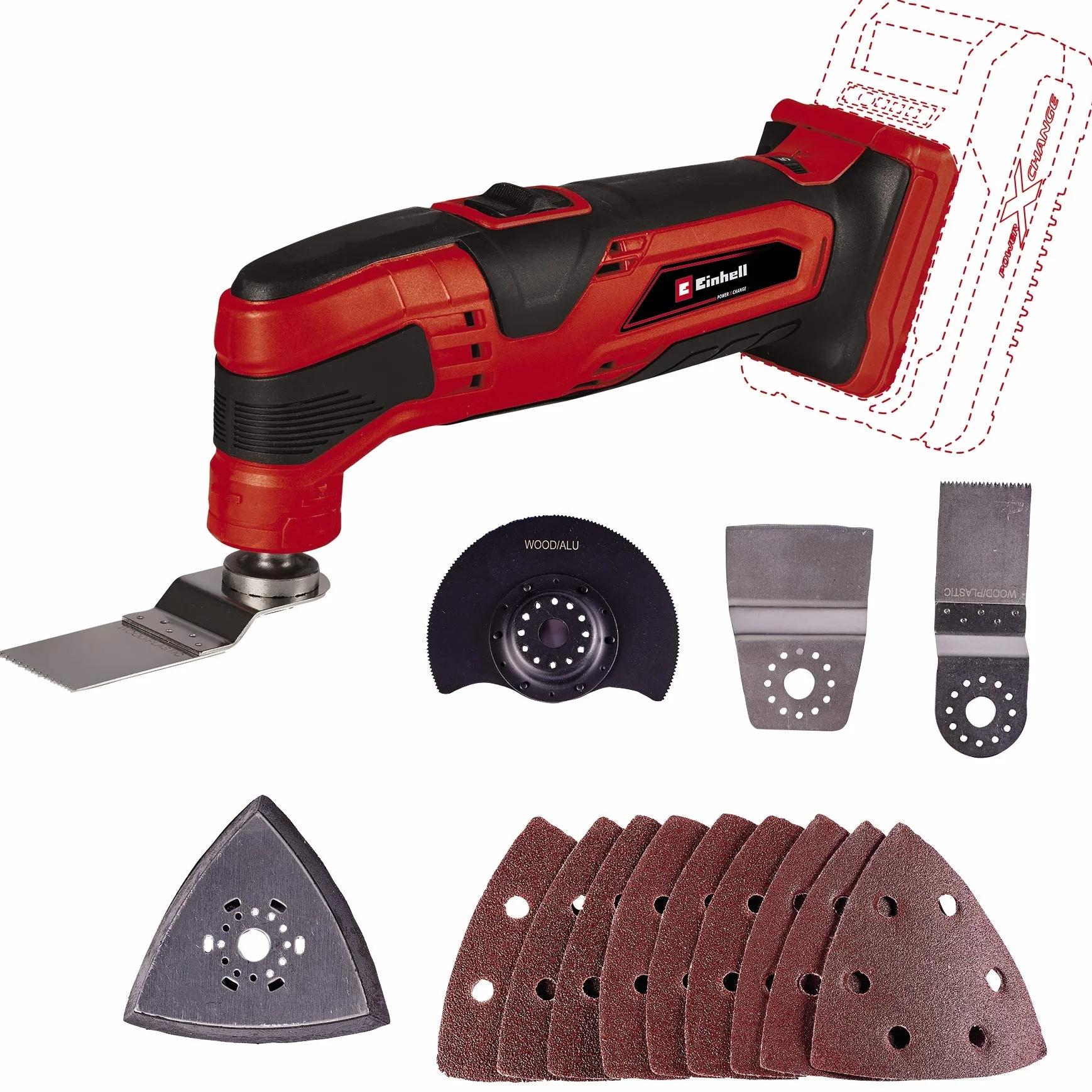 Einhell Akumulatorowe narzędzie wielofunkcyjne TC-MG 18 Li-Solo Power X-Change (Li-ion, 18 V, 11000-20000 min-1, 3,2°, magnetyczny uchwyt narzędziowy, w tym wyposażenia, bez akumulatora i ładowarki)
