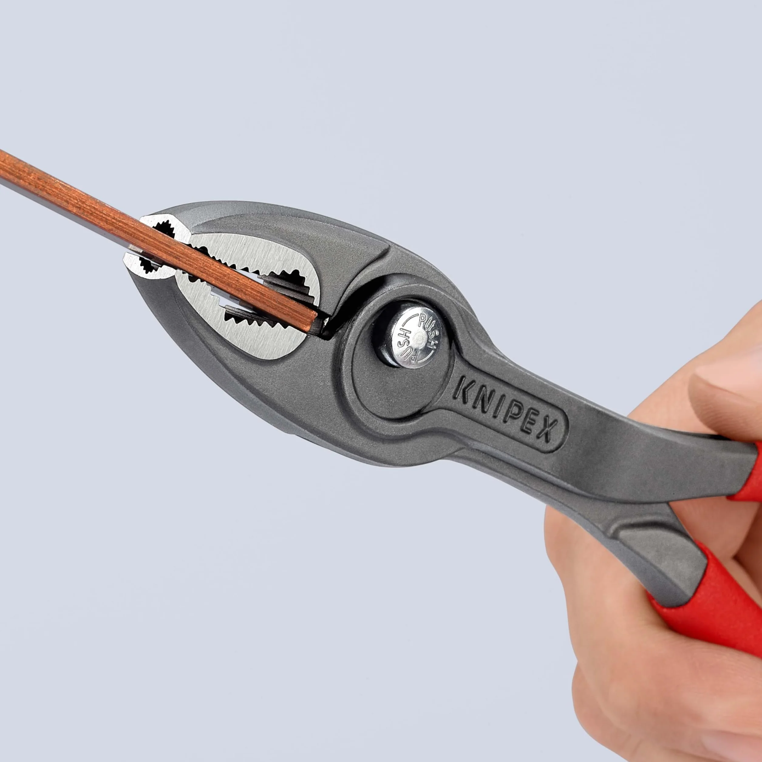 KNIPEX TwinGrip szczypce z funkcją chwytu od czoła i z boku w opakowaniu z zawieszką fosforanowana, szara pokryte antypoślizgowym, 82 01 200
