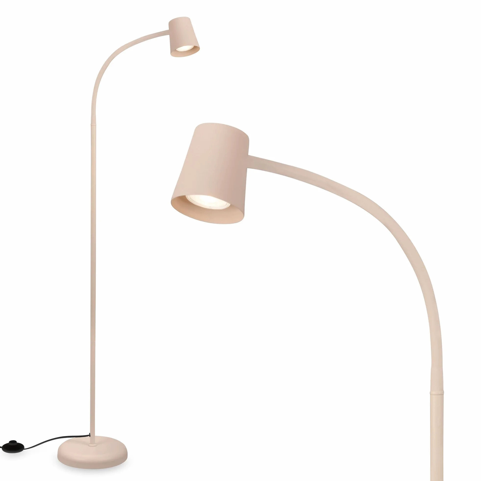 BRILONER - Lampa podłogowa z włącznikiem nożnym, GU10 max 9W, obrotowa, uplighter, do czytania i dekoracji, 21x127,5 cm, beżowy – wygodne sterowanie i stylowy design