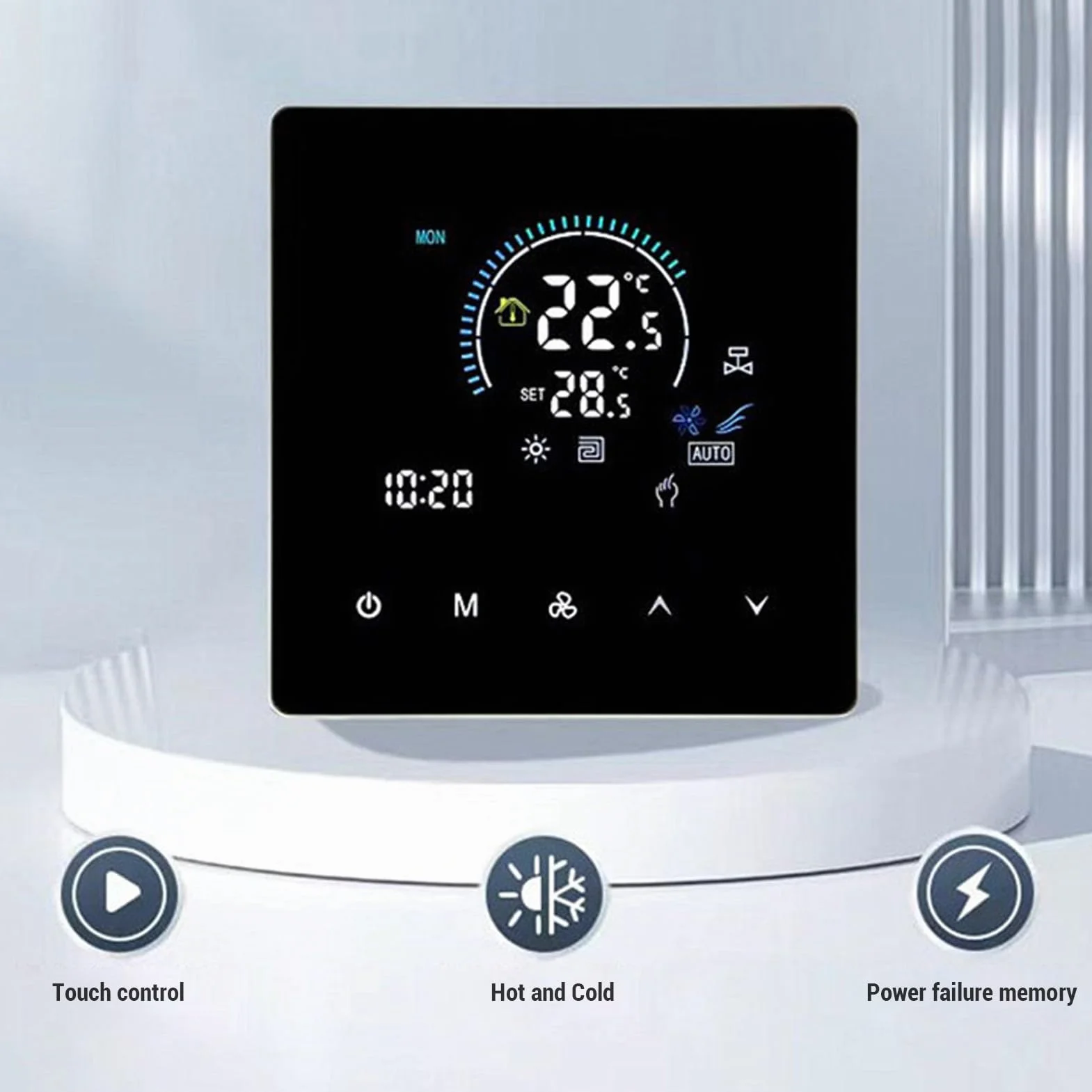 Smart Color Central Air Condither Thermostat Programowalny ekran dotykowy, z programowalnym zasięgiem 5-60 ℃ dla biur centrów handlowych hotele