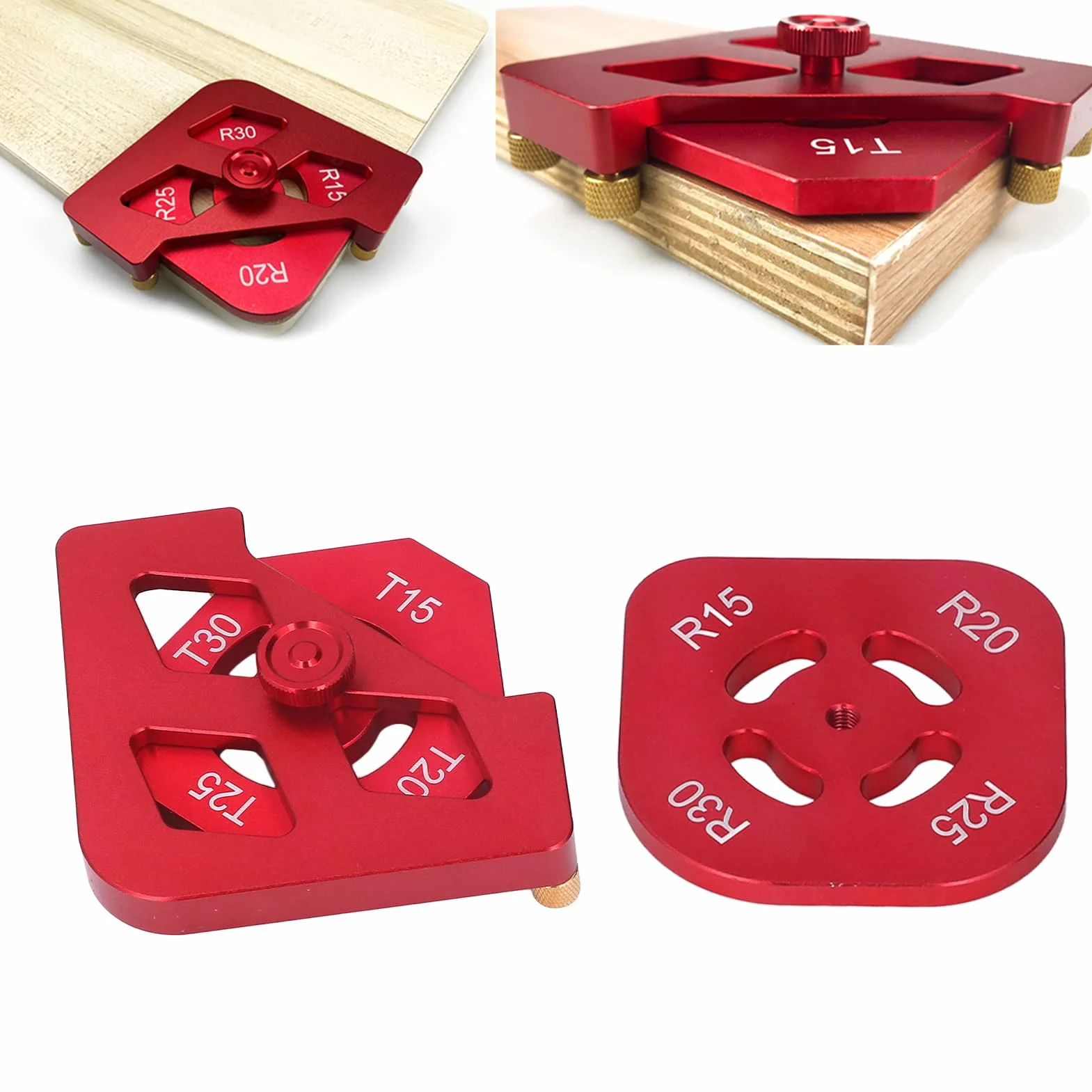 Radius Jig Szablony routera, 3 sztuki, szablony do frezarki górnowrzecionowej, ze stopu aluminium, kątownik stołowy, promień, do routera jig, R15, R20, R25, R30, T15, T20, T25, T30