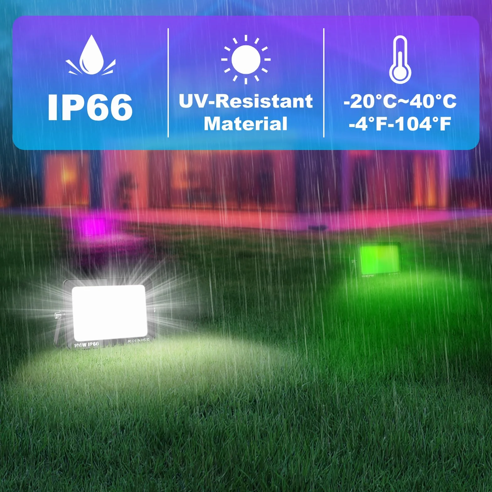 RIGIDON 1 x 200 W RGB Zewnętrzny projektor LED Pilot zdalnego sterowania, 20000 LM Zewnętrzny i wewnętrzny kolor RGBW Światło projektora, timer neonowy LED do Jadin, taras, patio, wodoodporny IP66