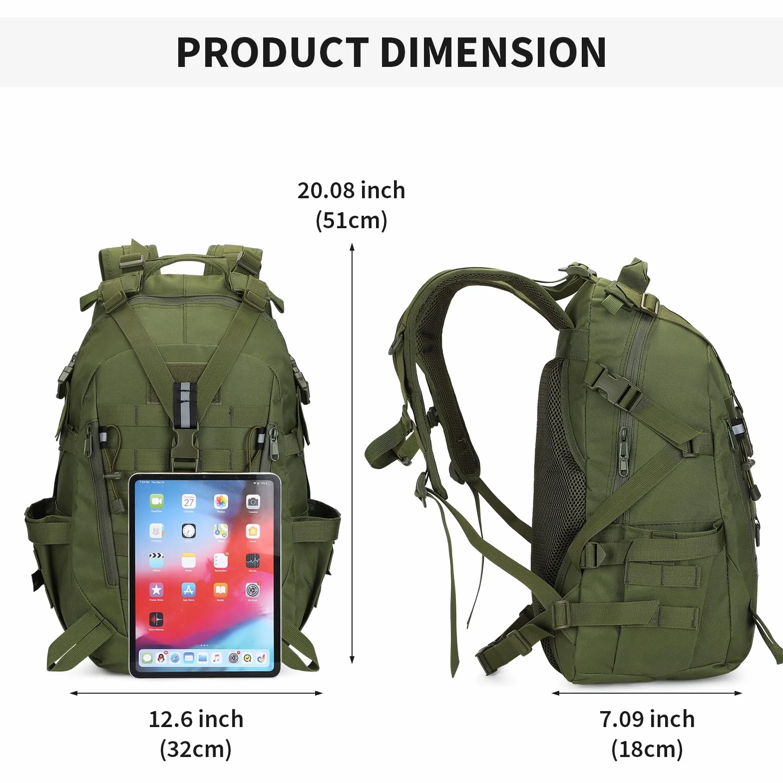 Huntvp Plecak outdoorowy 30 l, wodoszczelny, taktyczny, męski, oddychający, trekkingowy, plecak podróżny, dla mężczyzn i kobiet, do uprawiania sportu, aktywności na świeżym powietrzu, wędrówek, jazdy