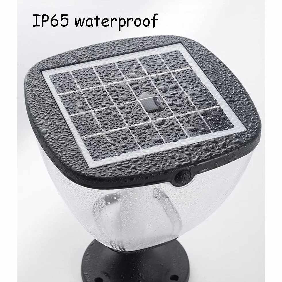 Lampy słupkowe na zewnątrz, oświetlenie ogrodowe, oświetlenie tarasu, lampy solarne na zewnątrz, z 3 trybami, światło LED, solarne światła słupkowe, wodoodporne, dekoracja ogrodu, na ogrodzenie ogrodowe, patio, drewniane słupki