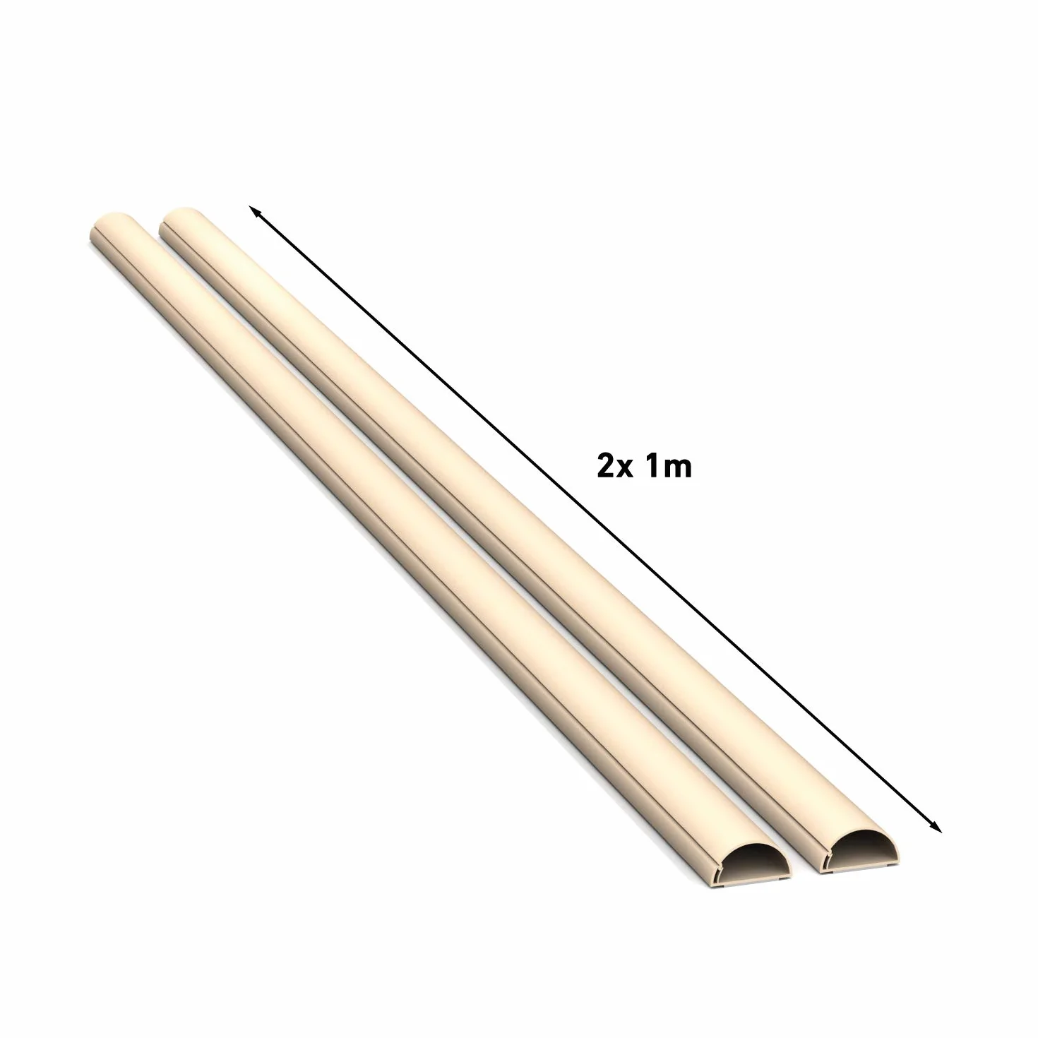D-Line listwa kablowa, 2 szt., półokrągła osłona kabli, możliwość malowania, samoprzylepna osłona kabli, zarządzanie kablami, 2 x 30 mm (szer.) x 15 mm (wys.) x 1 m dł. (2 m), kremowa (Magnolia)