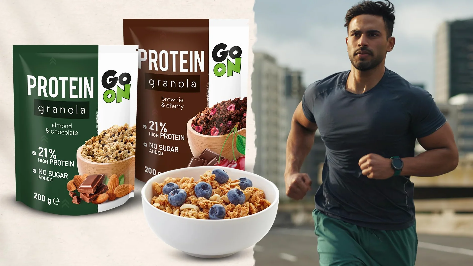 Granola białkowa 300g musli bez cukru Brownie Cherry GO ON