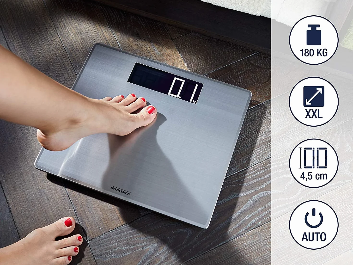 Soehnle Style Sense Safe 300 waga cyfrowa osobowa ze stali nierdzewnej LCD