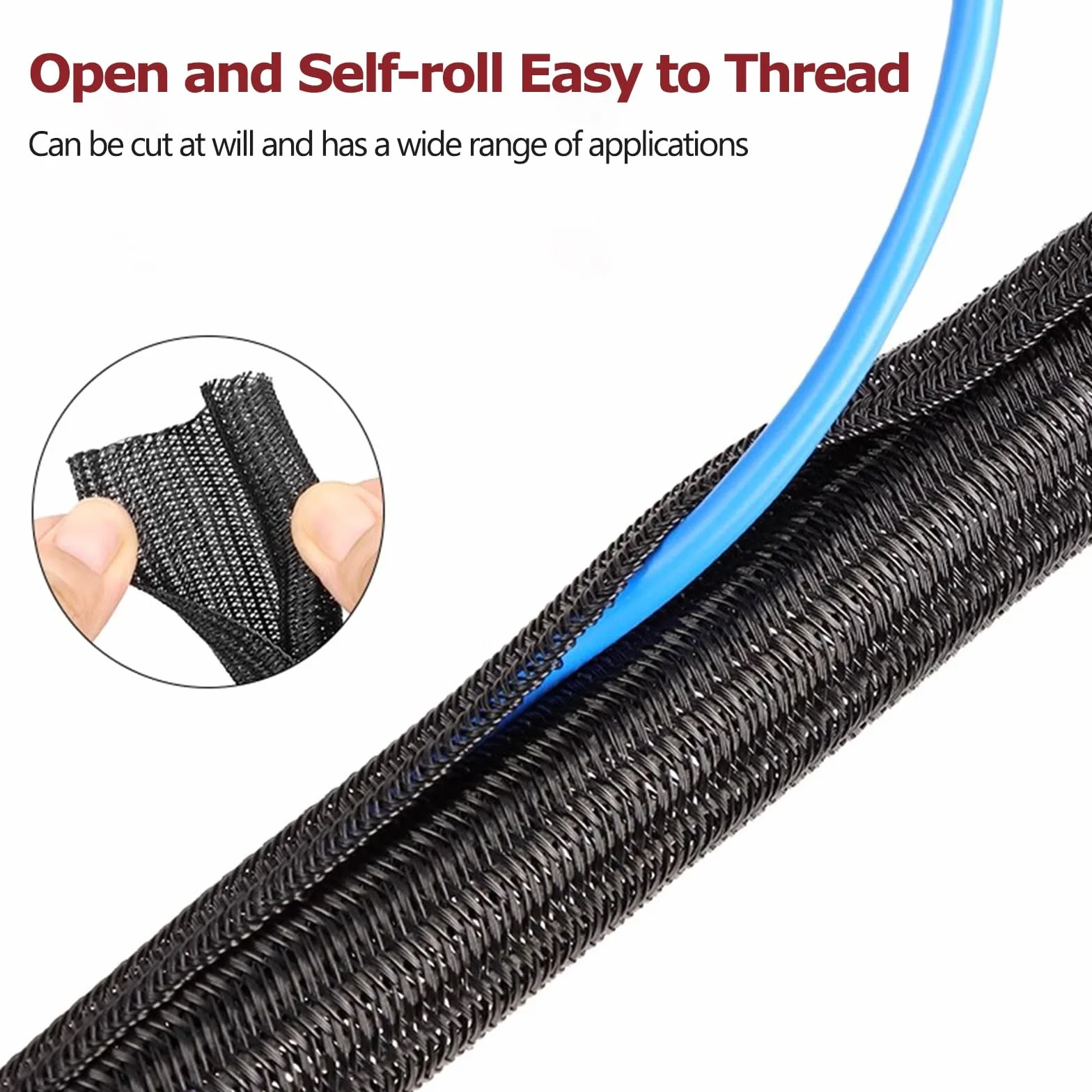 32.8 ft Cable Protective Cover, Cable Organizer Pod biurkiem, Zarządzanie kablami podłogowymi (biały, 0,5 cala - 32,8 stóp)
