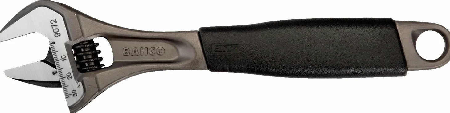 Bahco 9073 - Llave inglesa (mango negro, 30 cm), diseño ergonómico