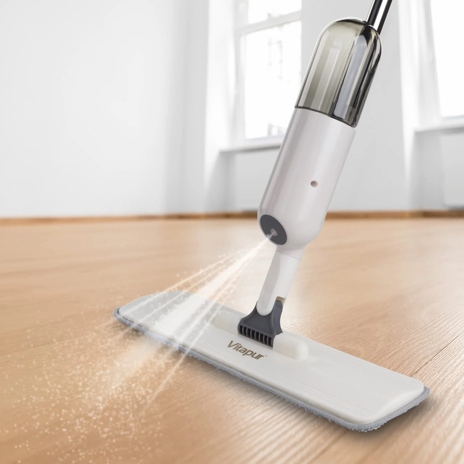 VITAPUR Mop z funkcją spryskiwania I 330 ml mop z rozpylaczem do szybkiego czyszczenia I Mop z dyszą natryskową I funkcja spryskiwania podłogi ze zbiornikiem na wodę i losowo I 2 pokrowce z mikrofibry