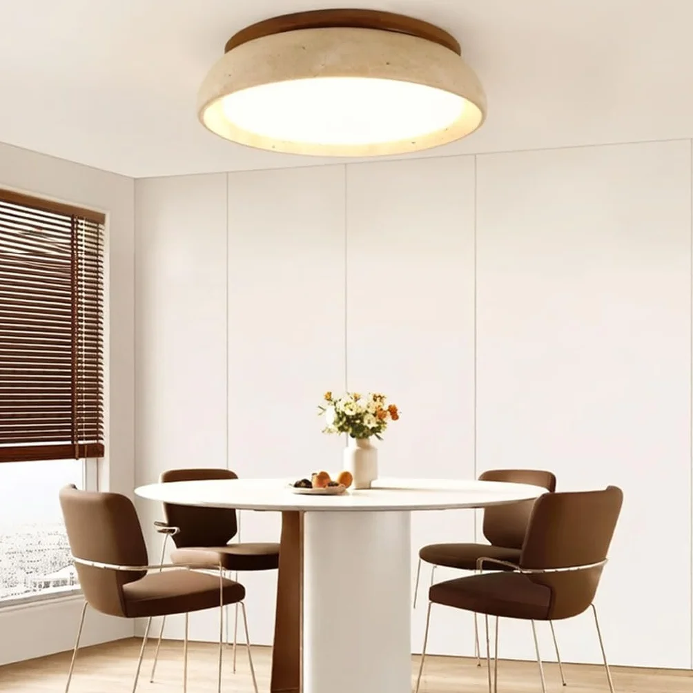Lampa Sufitowa Wabi-Sabi Naturalny Trawertyn Oświetlenie Sufitowe LED 3 Kolory Regulowane Oprawa Sufitowa Nowoczesna Kształt Miski Do Sypialni Salonu Jadalni Lampa Korytarzowa(43cm)