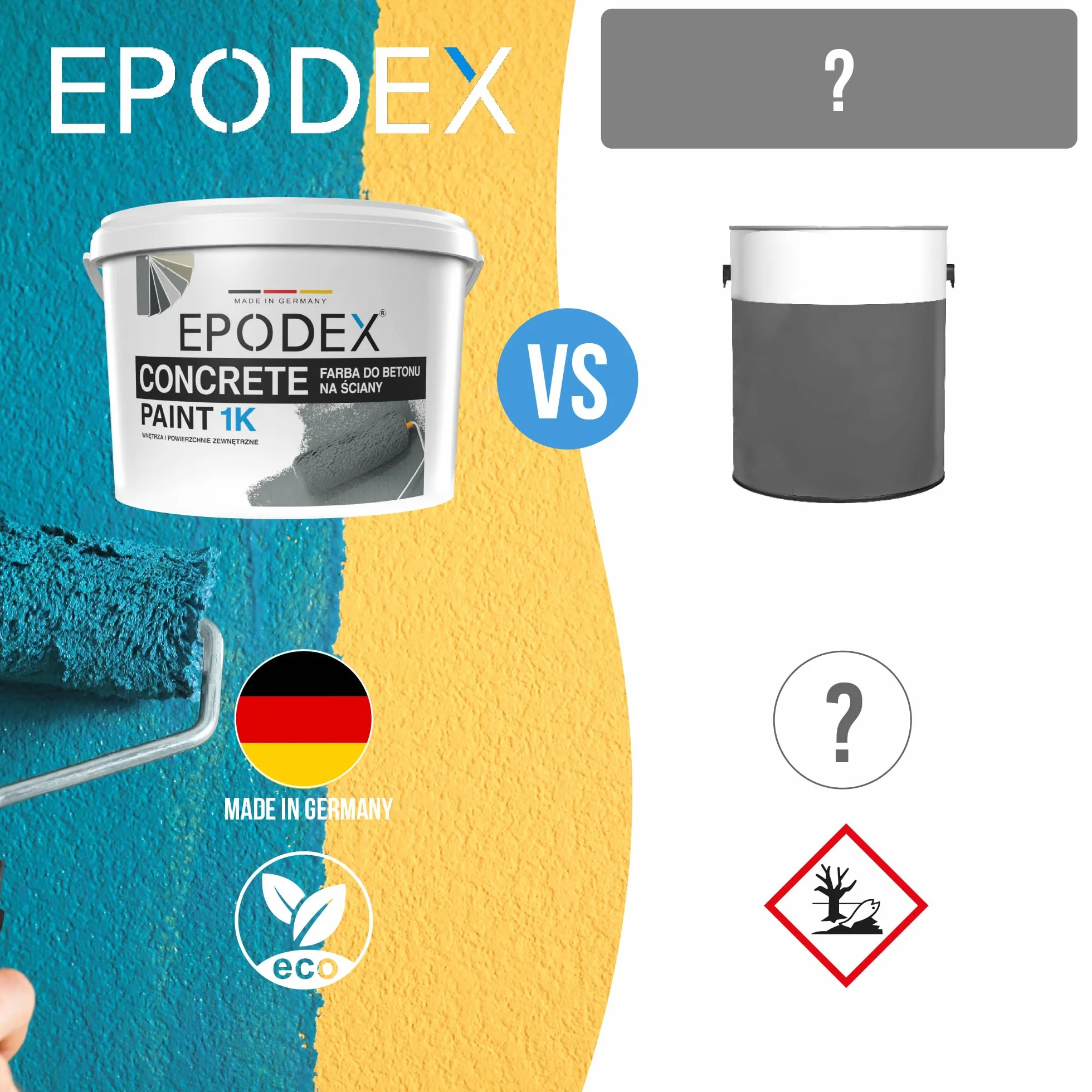 EPODEX Farba do Betonu 1K, 2kg Polar White, Odporna na UV i ścieranie