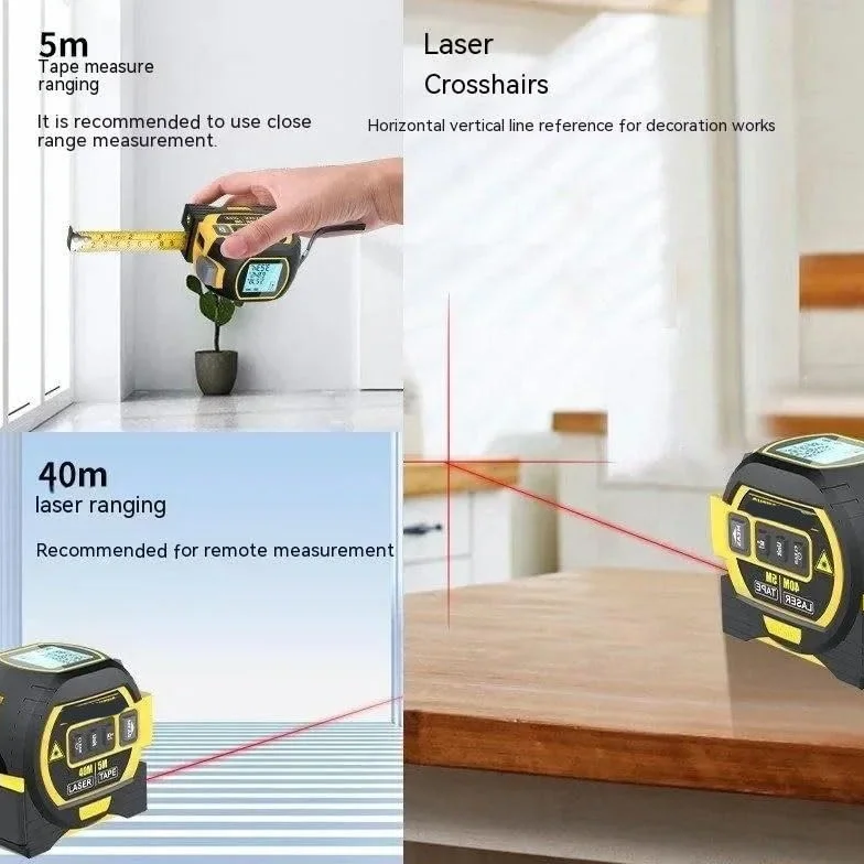 Cyfrowe laserowe narzędzie pomiarowe – dalmierz na podczerwień z wyświetlaczem LED do dokładnego pomiaru, wszechstronna linijka do projektów DIY