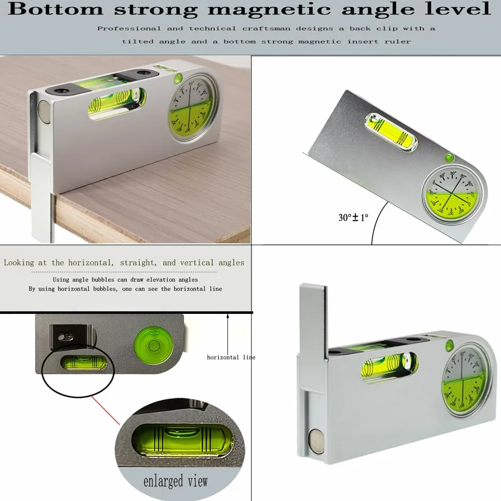 Poziomica pomiarowa pod wieloma kątami z magnetycznym stałym stopu aluminium, mini miernik poziomu, przenośny mini miernik poziomu bąbelków (zielony)