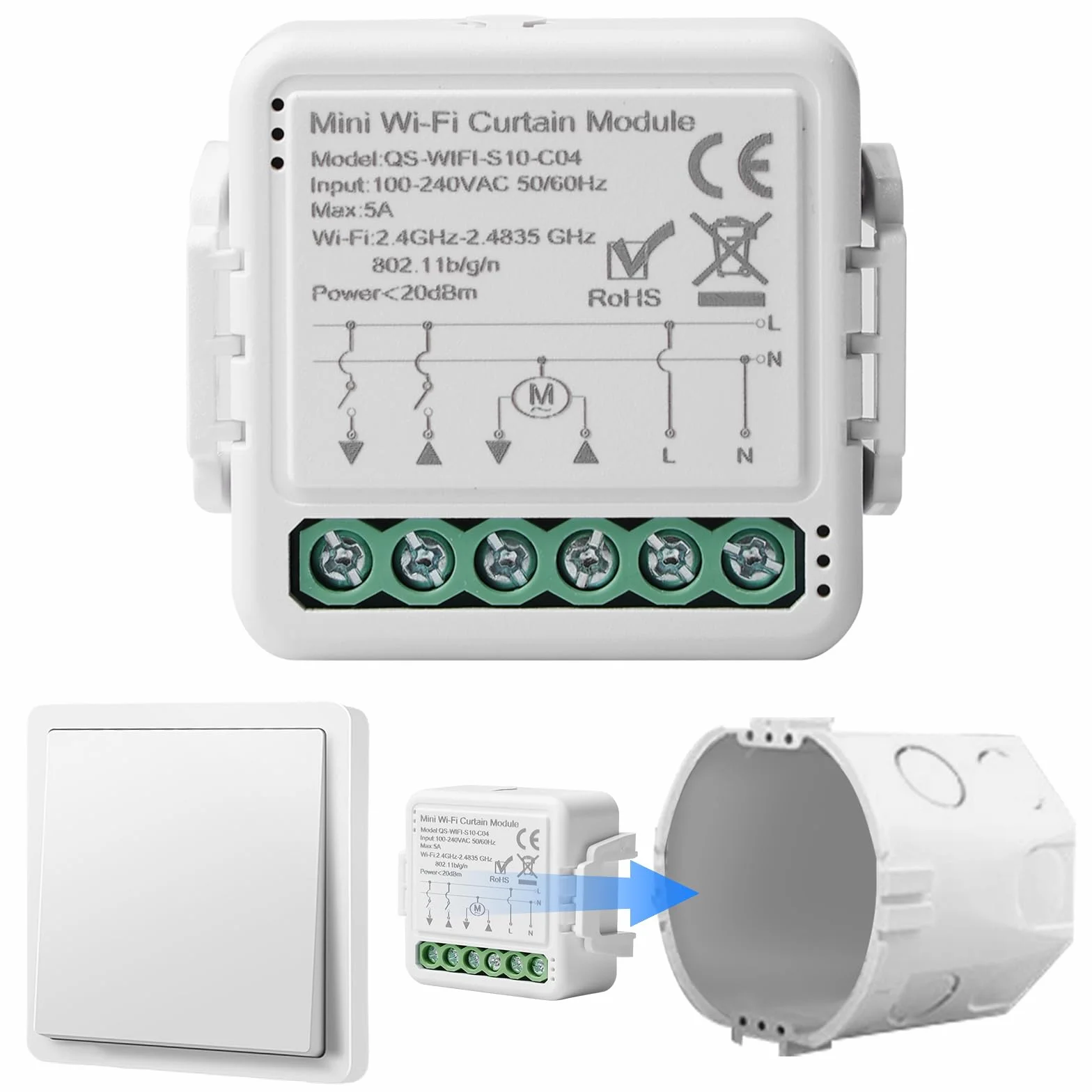 Inteligentny moduł przełącznika do rolet Tuya WiFi, sterowanie Alexa aplikacja, timer silnika