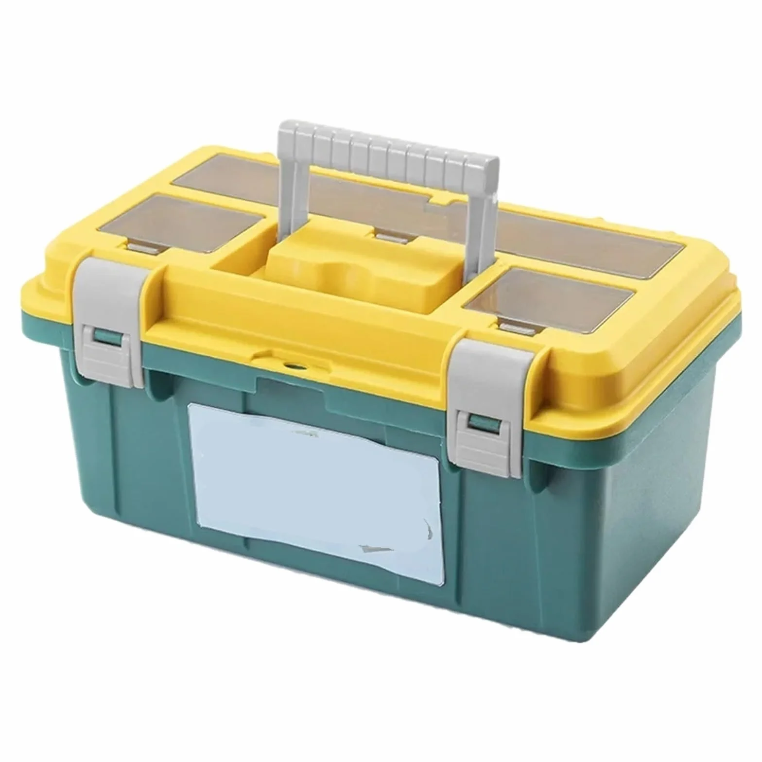 Pudełko na sprzęt wędkarski, pudełko na śruby, Dwustronny organizer z przegródkami na pokrywę skrzynki narzędziowej(Yellow Green,45x26x22cm)
