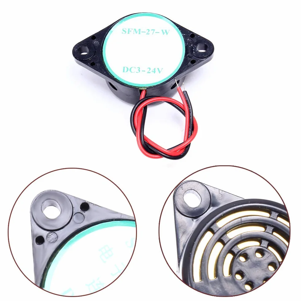 RUNCCI-YUN 5 sztuk DC 3-24 V Elektroniczny Buzzer Alarm Dźwięk Ciągły Dźwięk (5 sztuk) + Złącze Klip Baterii 9 V (5 sztuk)