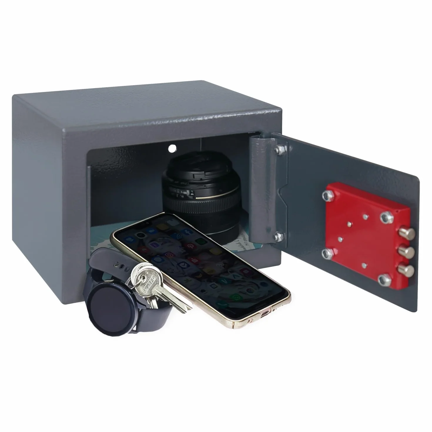 HMF 49216-11 Mały sejf z kluczem, sejf meblowy | 23 x 17 x 17 cm | antracytowy