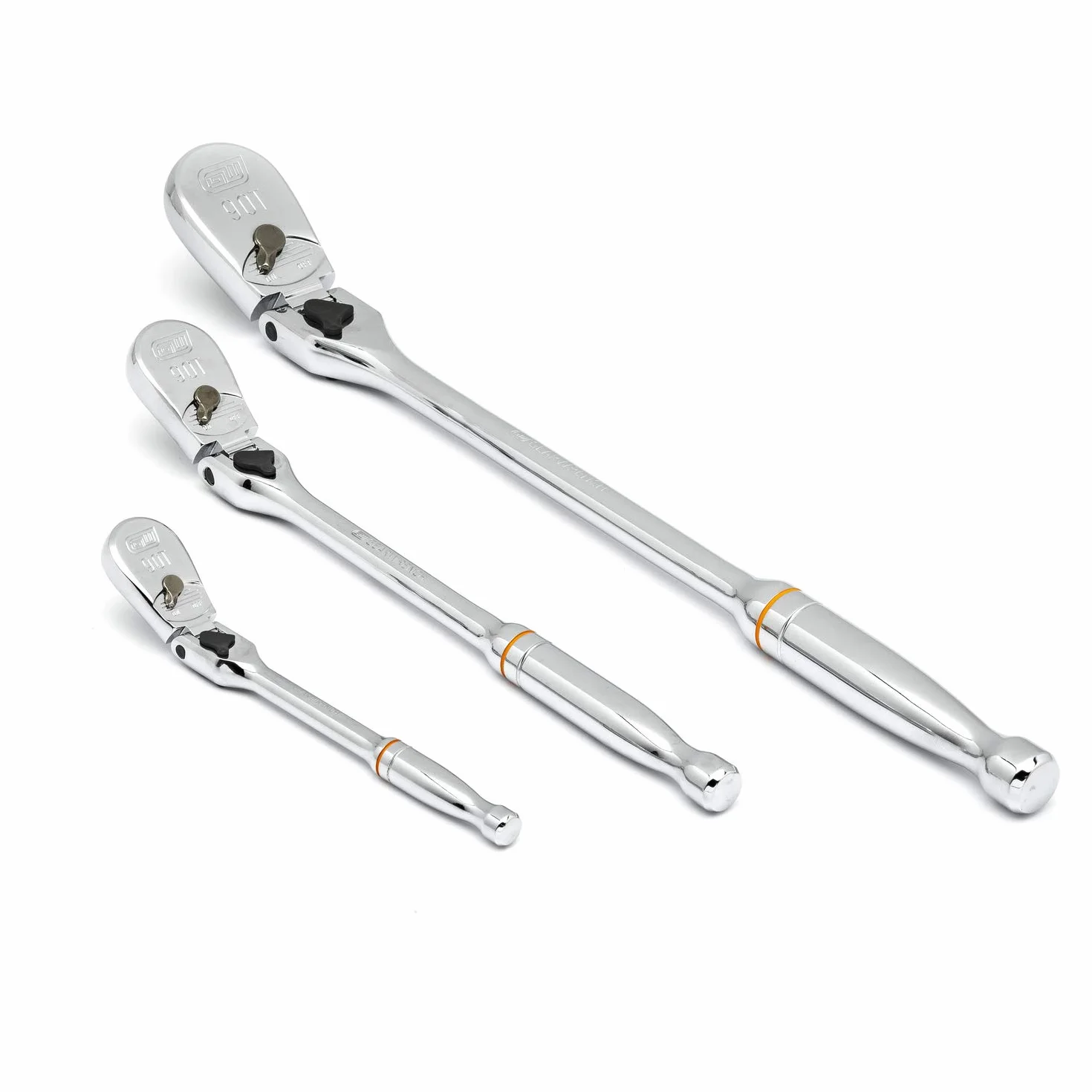 GEARWRENCH 81276T 3 szt. 1/4", 3/8" i 1/2" napęd 90-zębowy blokujący elastyczną głowicę zestaw z grzechotką - 81276T
