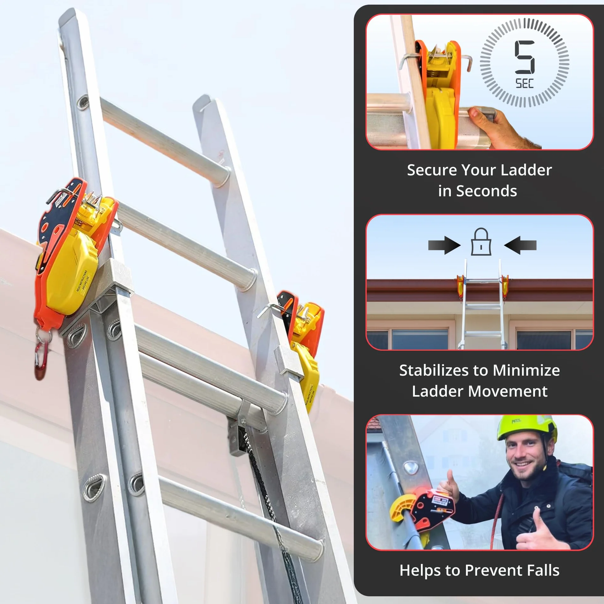 Lock Jaw Ladder Grip - Ladder Safety Clip - Feel Secure on Your Ladders and Climb Safer (zestaw 1)
