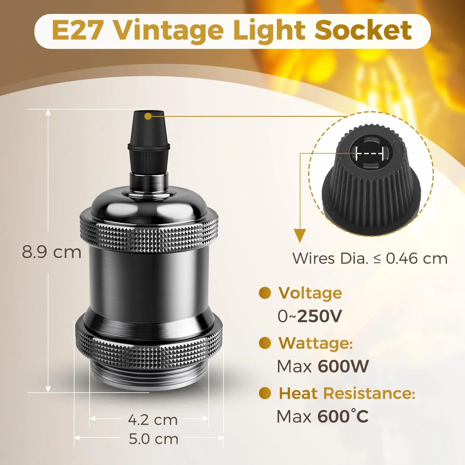 DiCUNO E27 oprawa lampy w stylu vintage, aluminiowa i ceramiczna, gwint E27 do żarówki, antyczny wygląd, do lamp ściennych, stołowych i sufitowych, akcesoria DIY, perłowa czerń, 4 sztuki w opakowaniu