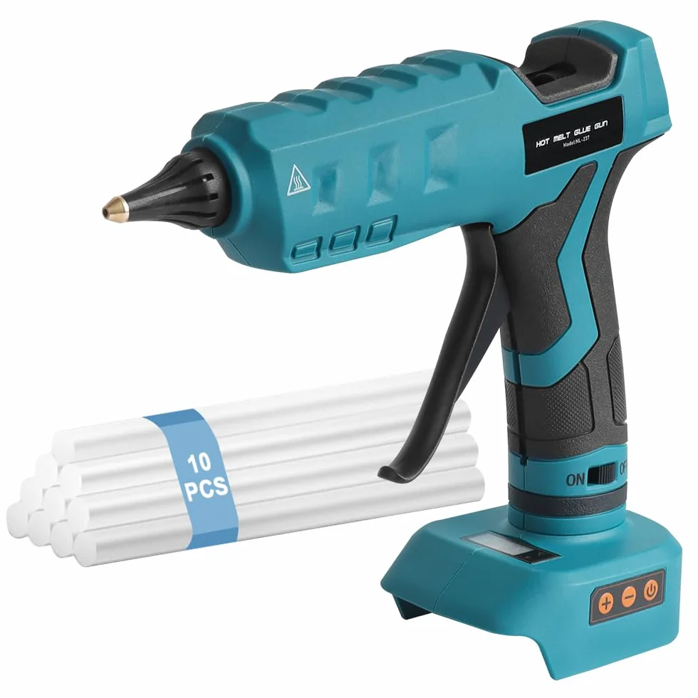 Bezprzewodowy pistolet do klejenia na gorąco Makita 18 V, akumulator 11 mm, szybki czas nagrzewania, wszechstronne zastosowanie i precyzyjna dysza miedziana do projektów DIY, rzemiosła i napraw