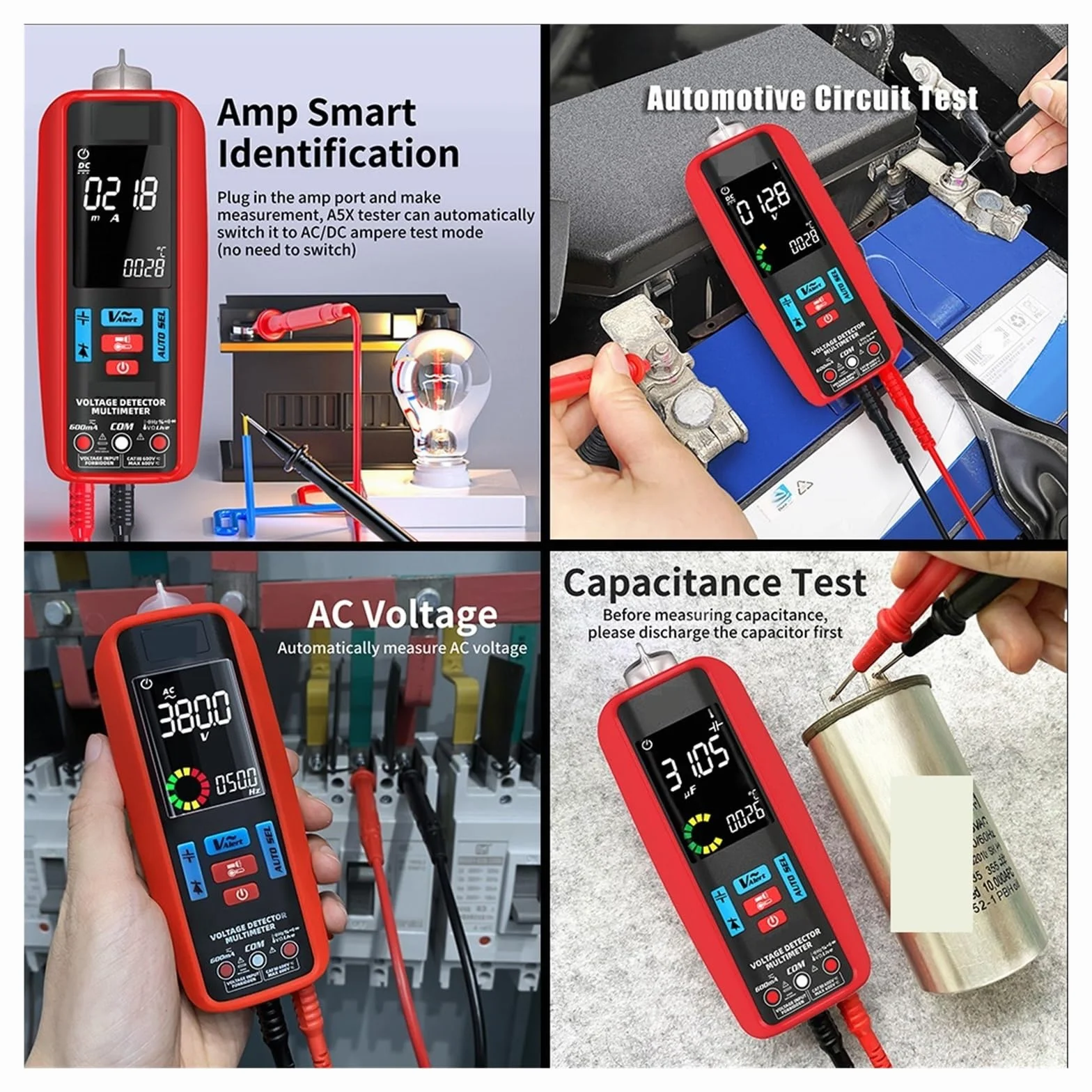 Multimetr Cyfrowy Inteligentny Automatyczny Multitester Amperomierz VFC Prąd Kondensator Ohm Narzędzia Do Testowania Elektryków Szybko Dokładnie Łatwy Odczyt(A5X-USB charging)