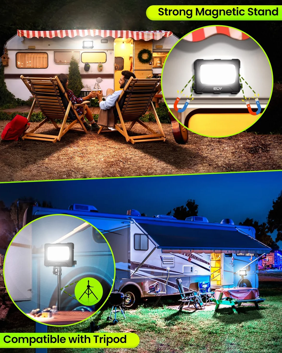 CLV 100W LED reflektor budowlany 12000MAH z akumulatorem LED, lampa robocza, reflektor 4 tryby świecenia, lampa kempingowa przenośna, 5 poziomów jasności, ładowana słonecznie, USB, lampa akumulatorowa