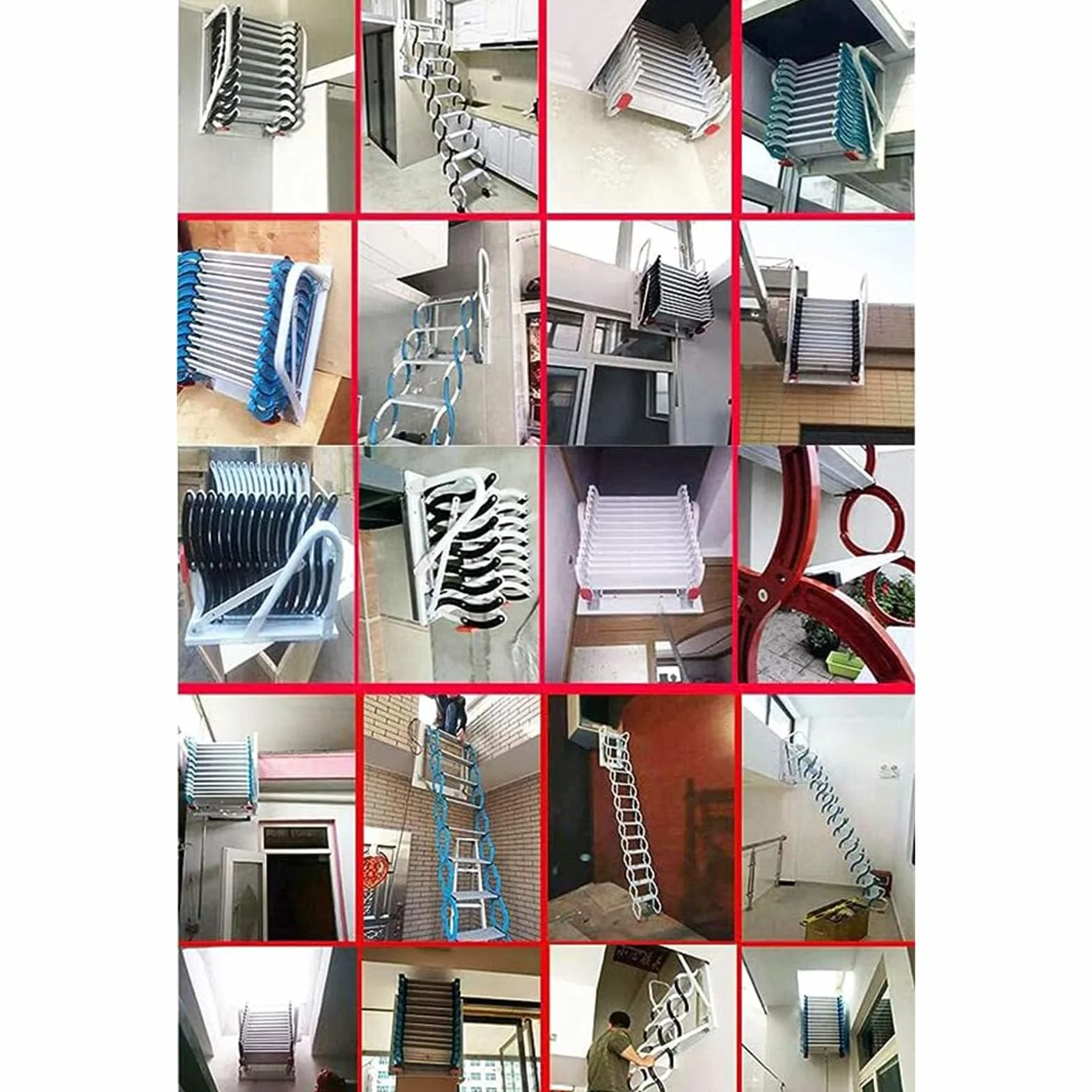 Drabina schody poddasze wyciągane schody stop czarny strych schody dostęp drabina naścienna składane schody do willi poddasze chowana drabina strychu z podłokietnikami (rozmiar: 2,6-2,9 m)