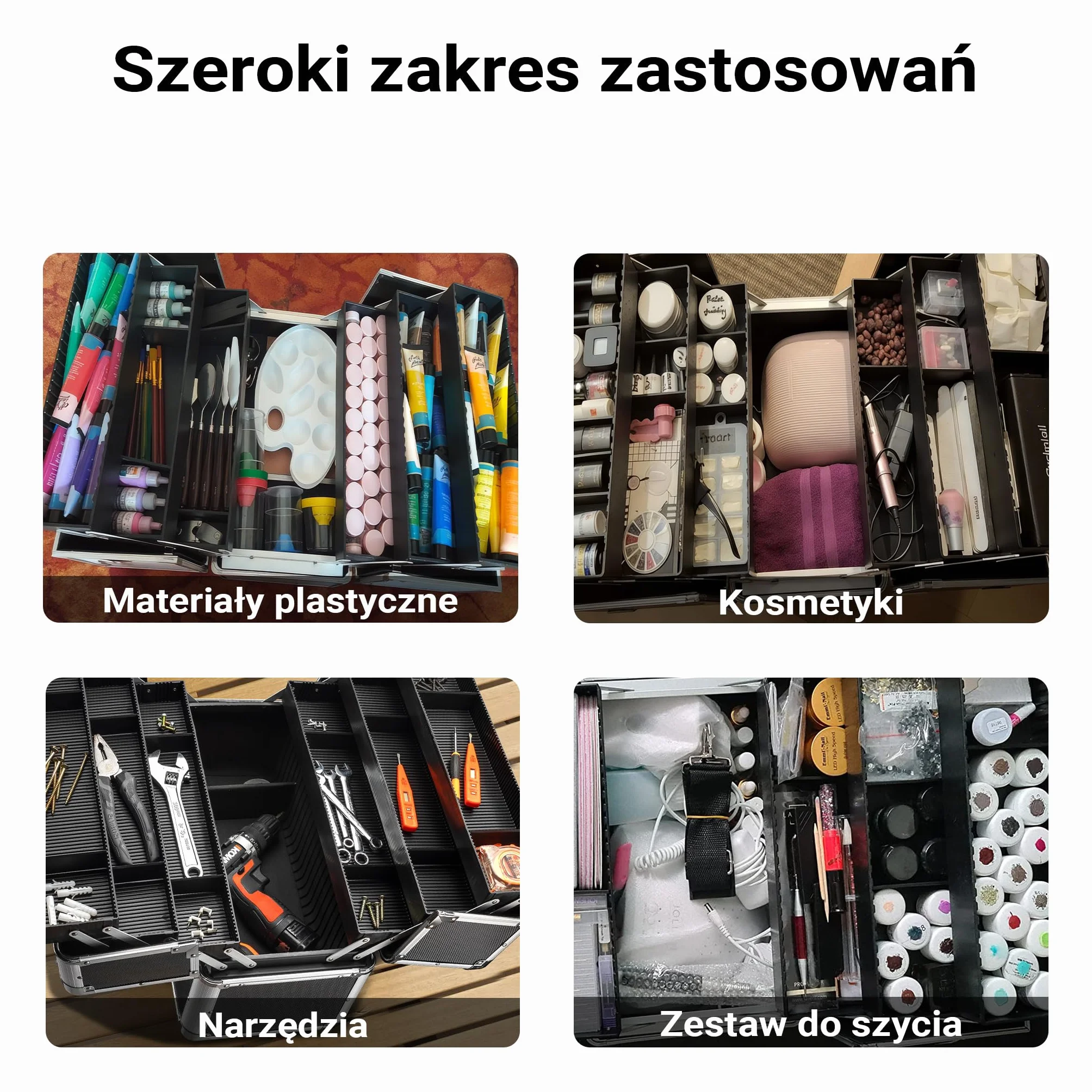 Wiltec Walizka aluminiowa z 12 przegrodami 45x32x22,5cm ze stalowymi rogami, aluminiową ramą i 2 kluczykami skrzynka na narzędzia