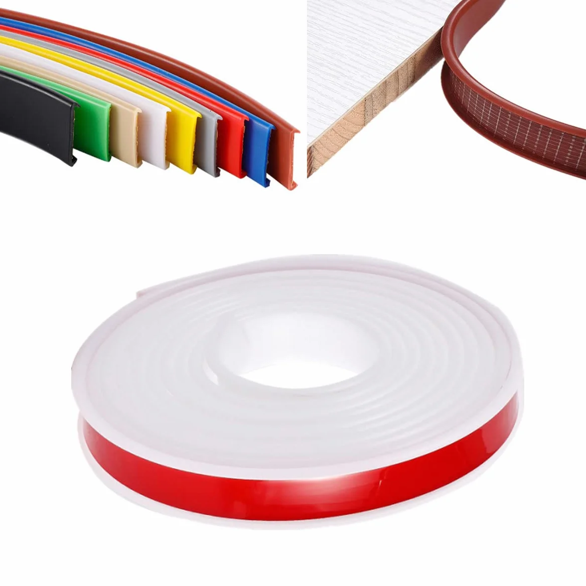 Samoprzylepna taśma krawędziowa TPE do mebli, listwa uszczelniająca w kształcie litery U, do szafki DIY, szafy, stołu i krzesła (3 m, 18 mm, biała)