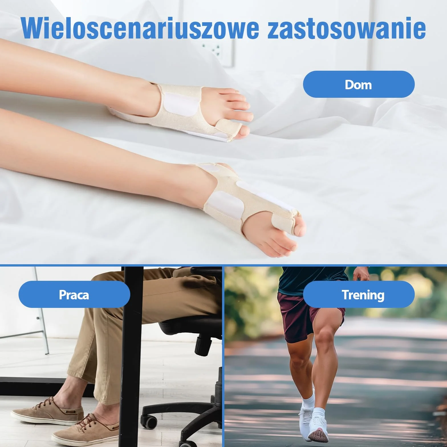 Korektor palucha koślawego dla kobiet i mężczyzn – Regulowana Szyna haluksuów z poduszką żelową dla ulgi w bólu – Uniwersalny rozmiar, 1 para