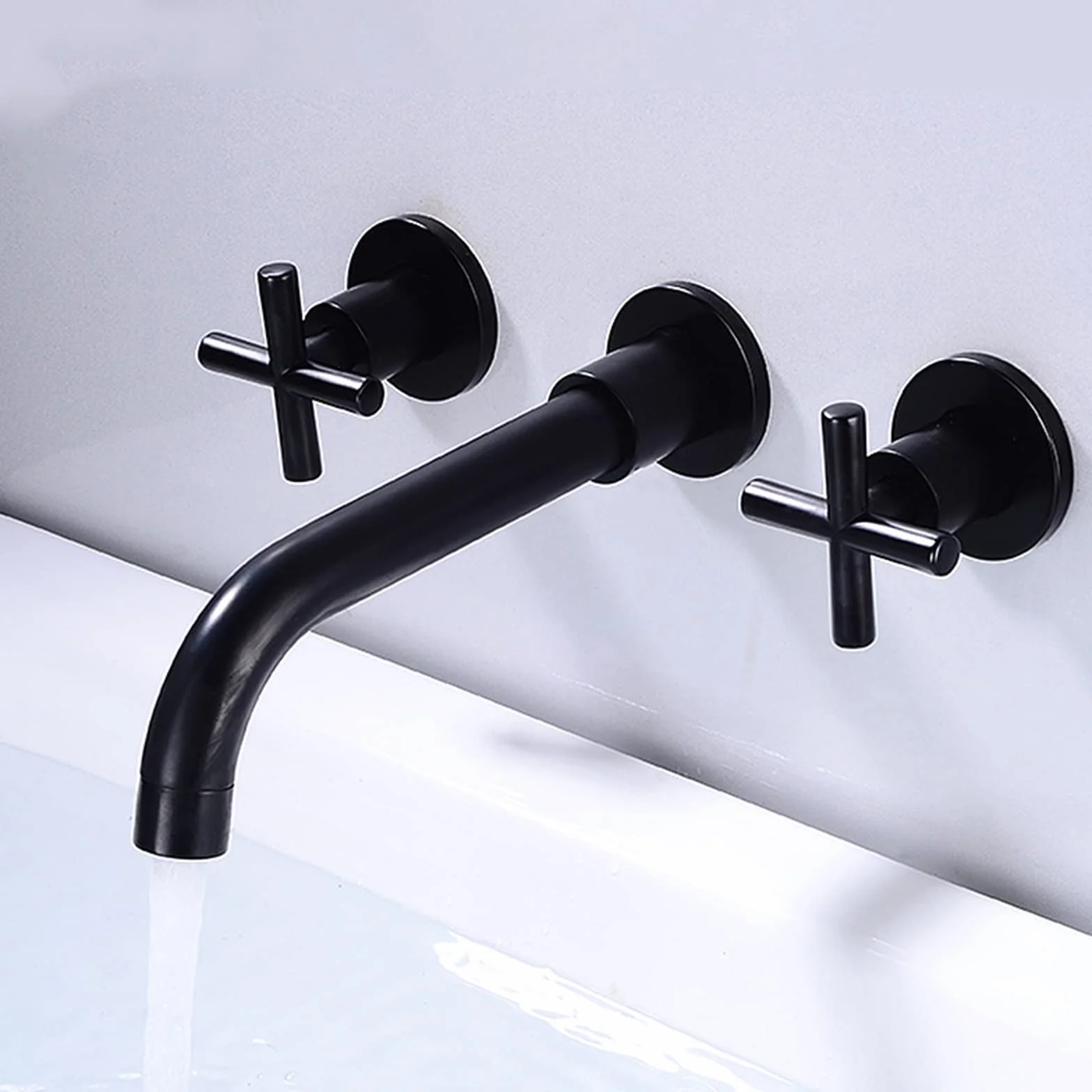 Faucet Bateria ścienna Bateria łazienkowa Bateria umywalkowa Baterie wannowe z wylewką 20 cm Baterie umywalkowe Uchwyt krzyżowy Ciepła i zimna podtynkowa bateria do zlewu Baterie wannowe Szczotkowane