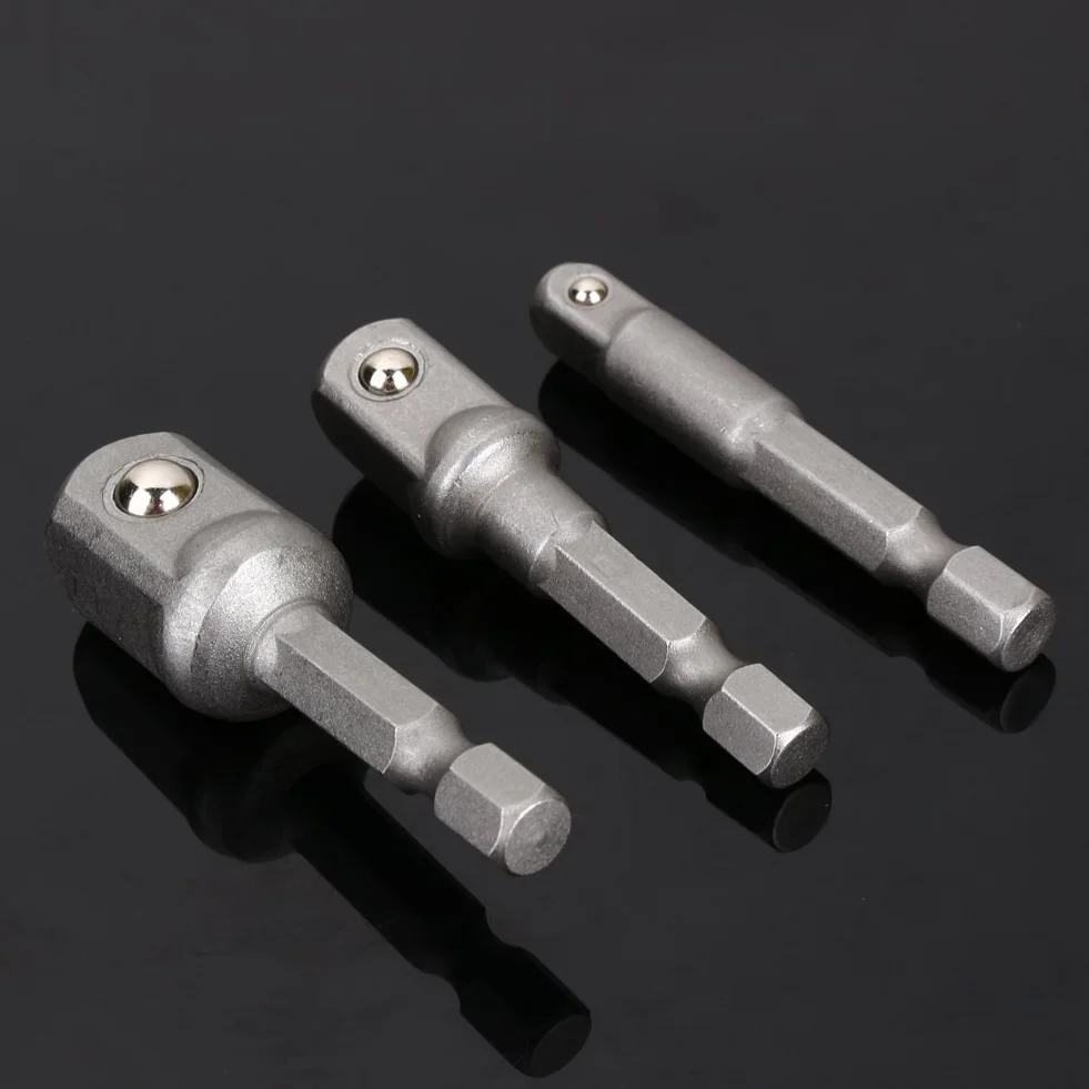 Zestaw kluczy nasadowych, adapter nasadowy do wiertarki Adapter wkrętarki udarowej 1/4" 3/8" 1/2", 3-częściowy zestaw wierteł nasadowych Bar ExSet, do wkrętarki akumulatorowej klucza nasadowego