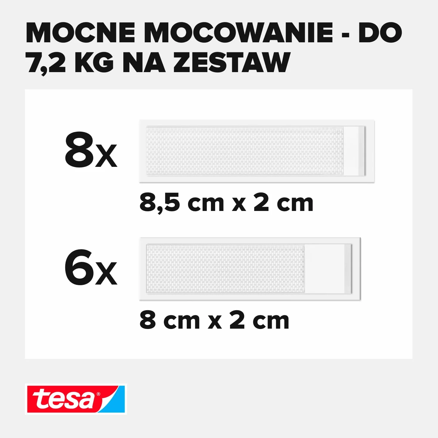 tesa Powerstrips CLICK samoprzylepne paski do mocowania i odczepiania ramek na zdjęcia i dekoracji ścian bez wiercenia, paski samoprzylepne z systemem zatrzaskowym ON i OFF, 6 x 2 m, 8 x 2 l