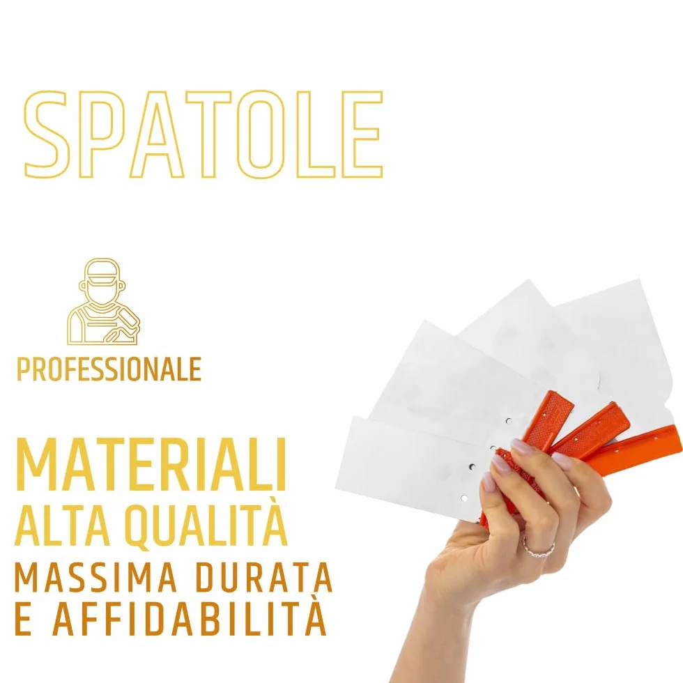 PENNELLIFICIO 2000 | Zestaw 4 profesjonalnych japońskich szpatułek ze stali nierdzewnej, ergonomiczny chwyt, idealny do kitu, szerokość 60/80/100/120