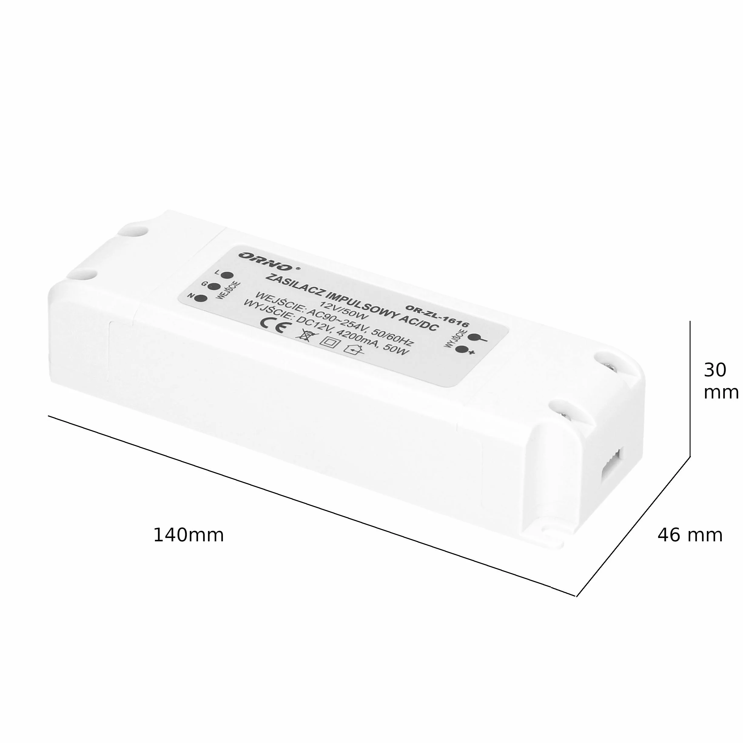 ORNO ZL-1616 Zasilacz do LED 12VDC 50W, IP20