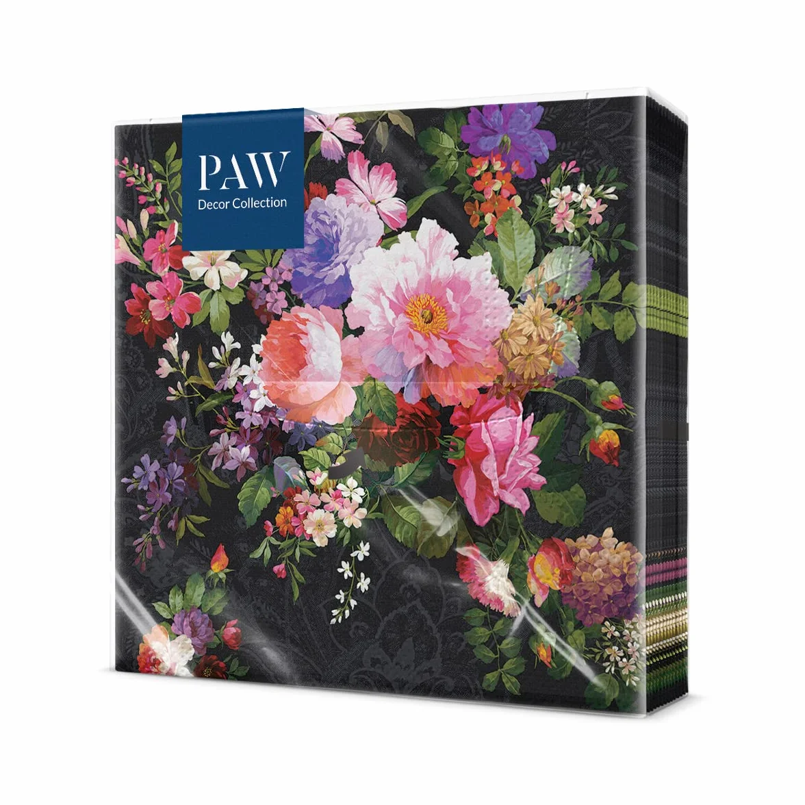PAW - Serwetki 3-warstwowe (33 x 33 cm) I 20 sztuk I idealne na urodziny, imprezy, wesela, komunię i uroczystości I kolorowe serwetki papierowe - eleganckie kwiaty I kolor: róże na aksamicie