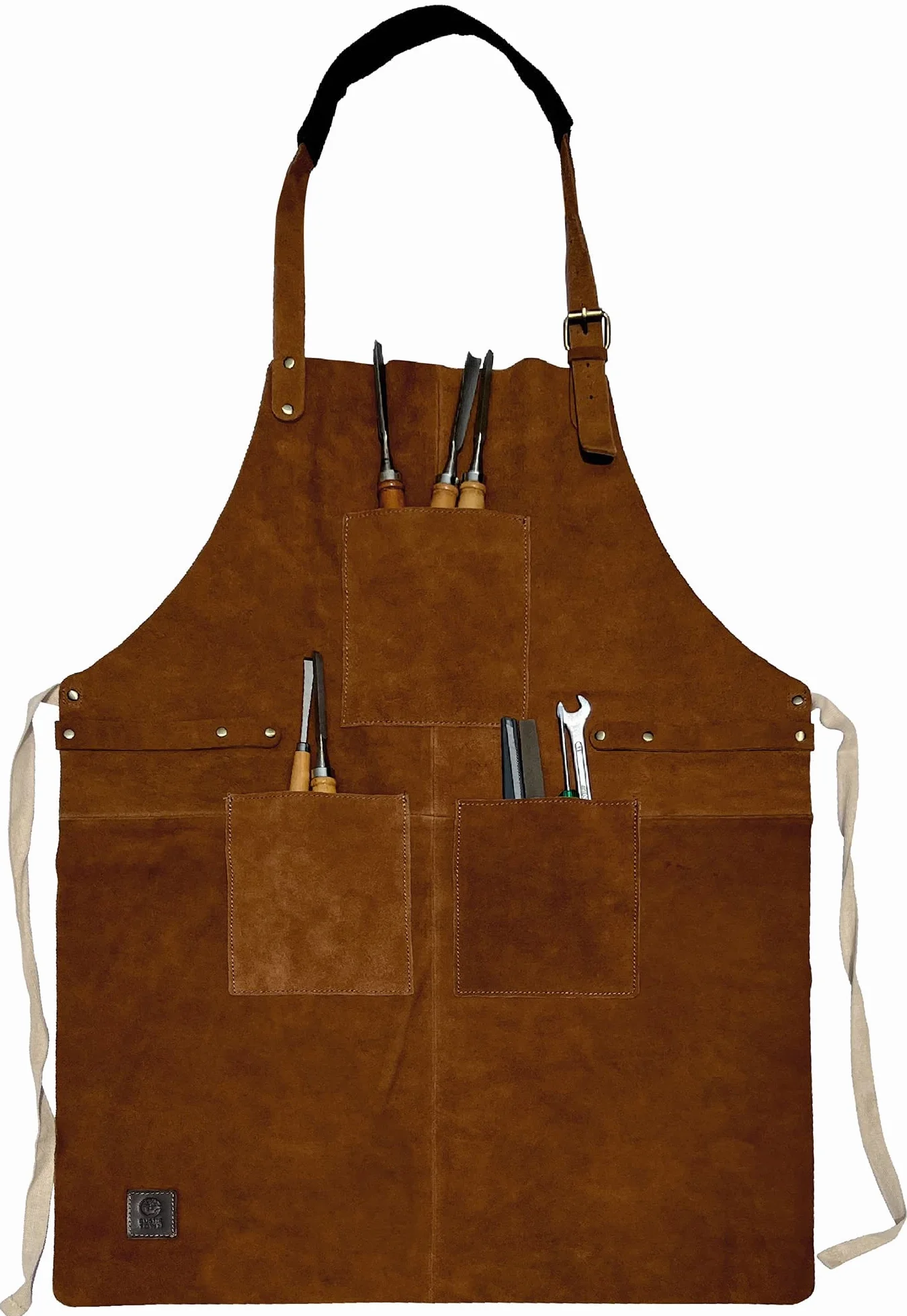Rustic Town Genuine Leather Grill Work Apron with Tool Pocket Adjustable XXL