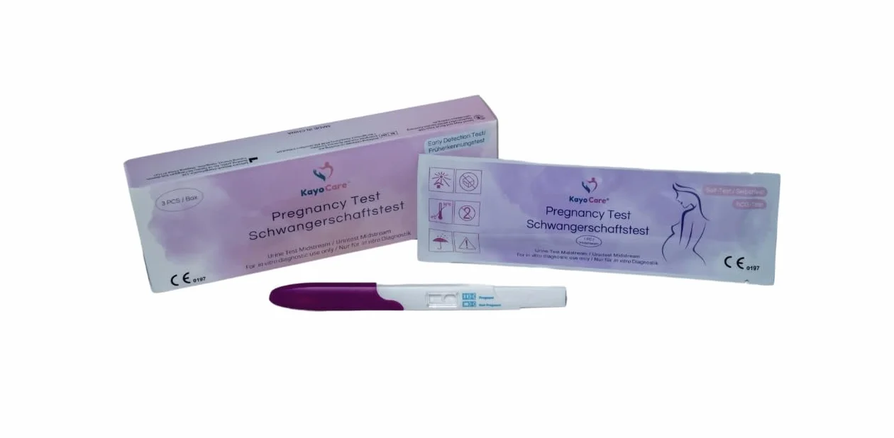 3 x KayoCare test ciążowy – 25 miu/ml – bardzo czuły – wczesny test ciążowy z wysoką dokładnością – testy dla szybkich i wiarygodnych wyników – wczesny test ciąży